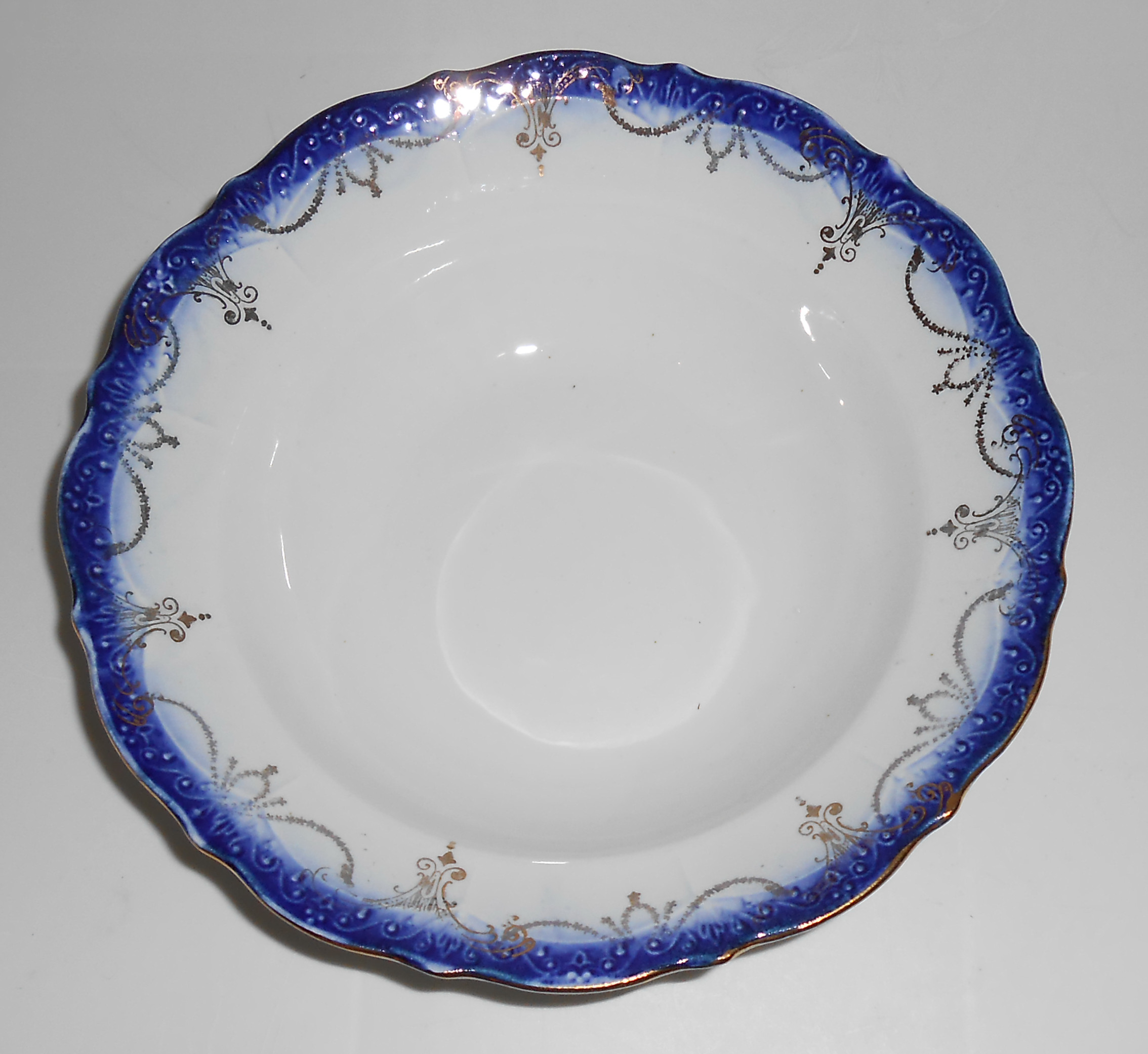 Flow Blue Imperial China Soup/Cereal Bowl With Gold Dec
