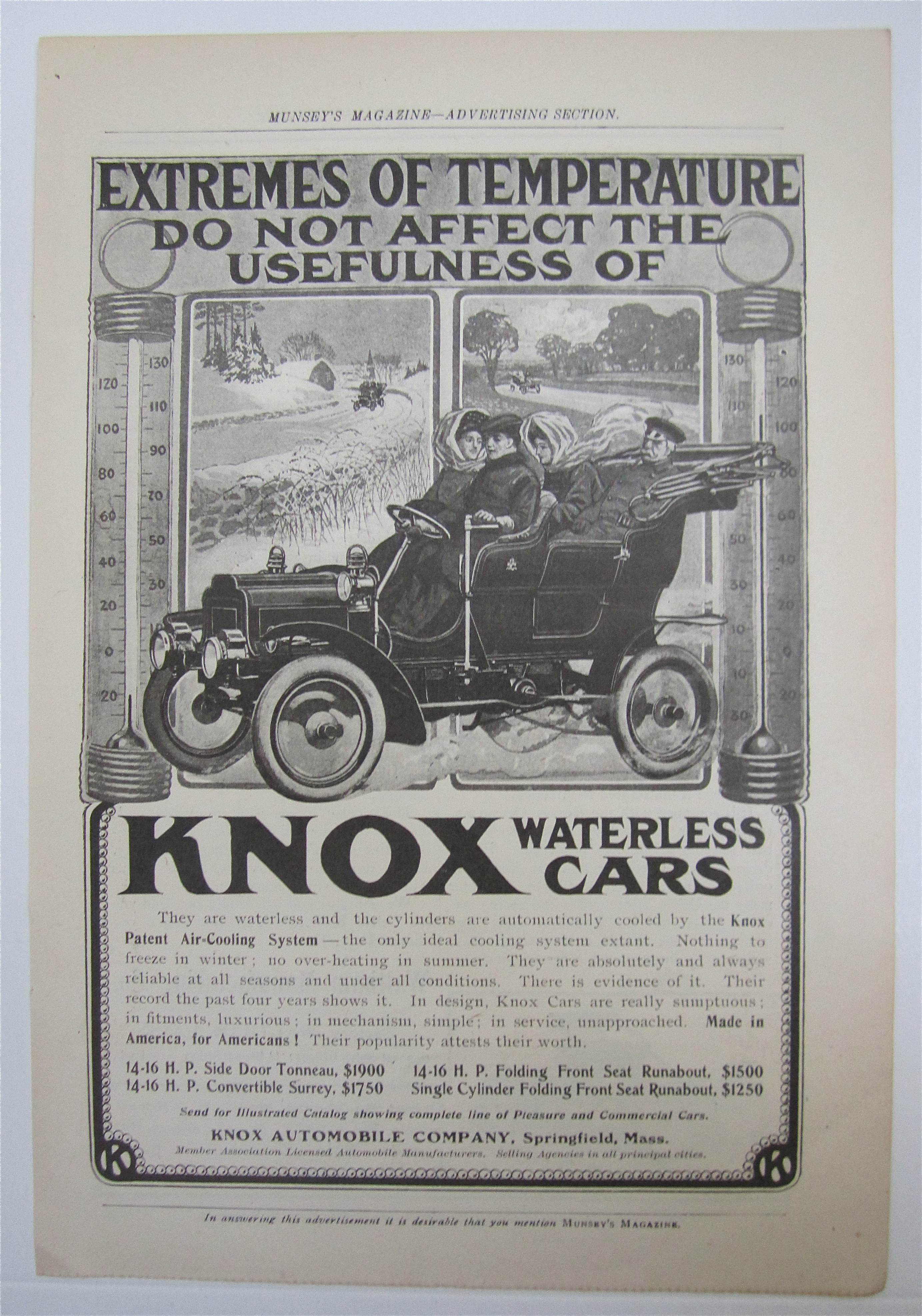 1905 Knox Waterless Cars with People in a Car