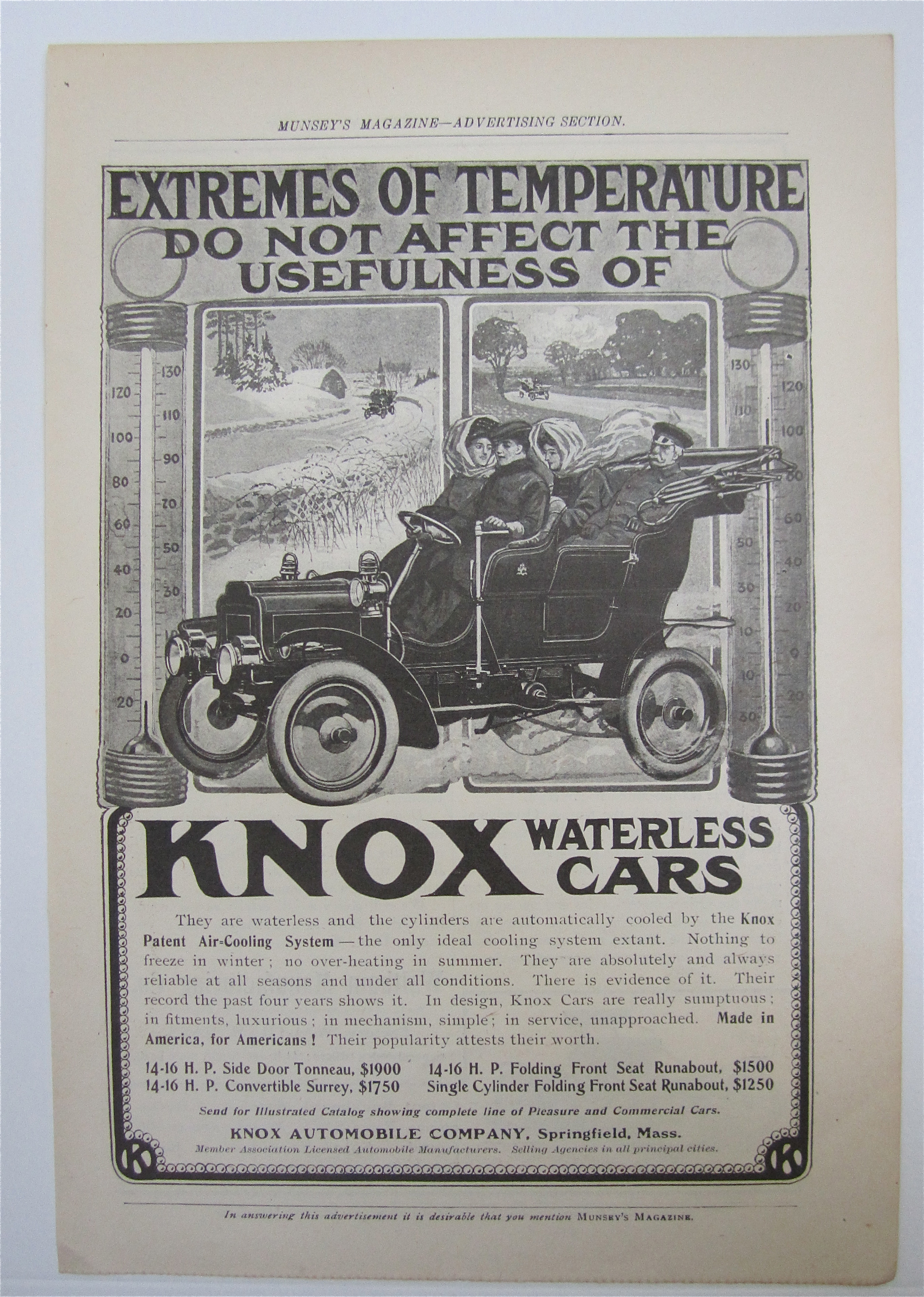 1905 Knox Waterless Cars with People in a Car