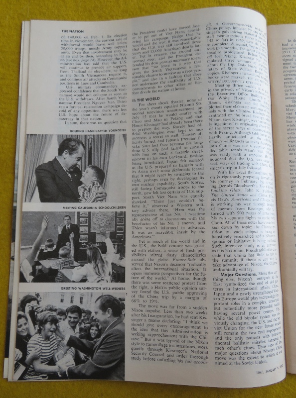 Time Magazine January 3, 1972 Man Of The Year: Richard Nixon