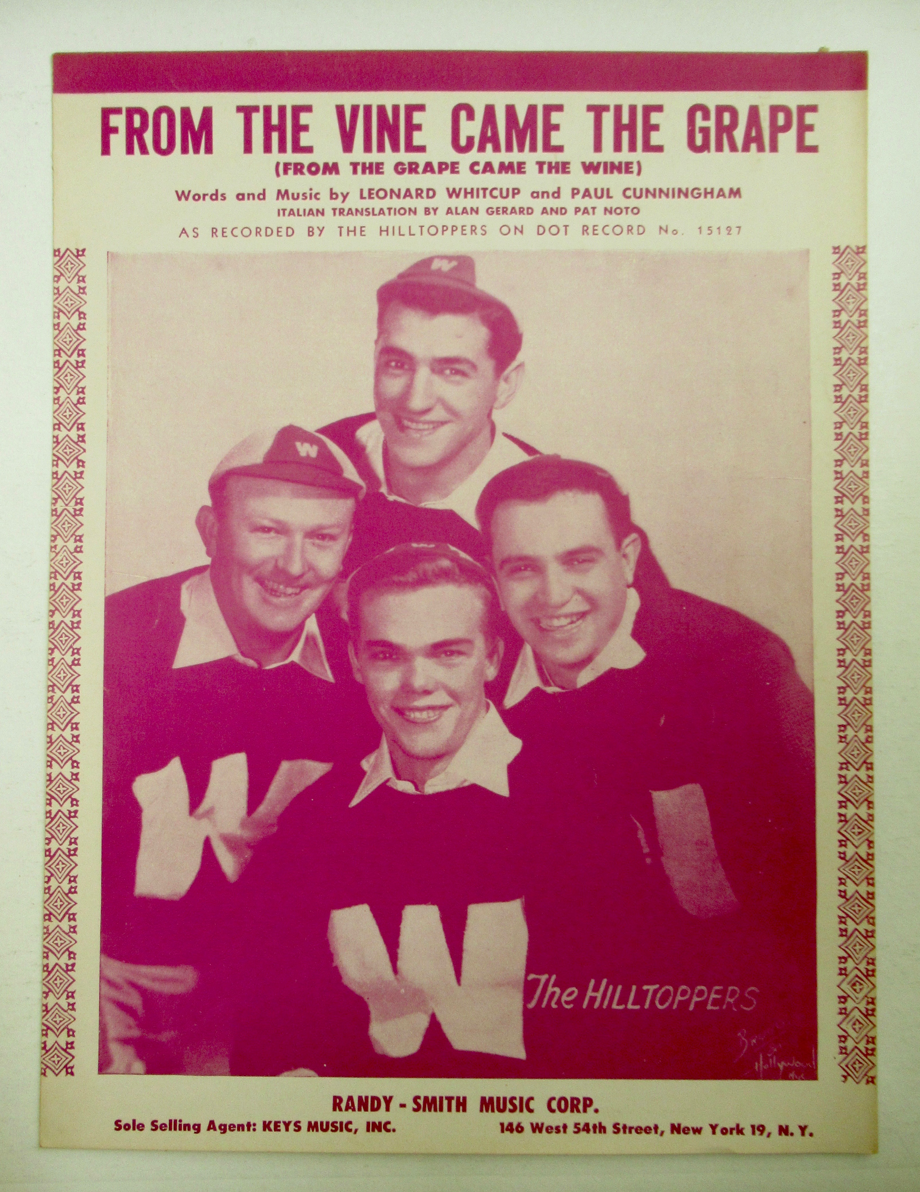 1949 From The Vine Came The Grape Sheet Music