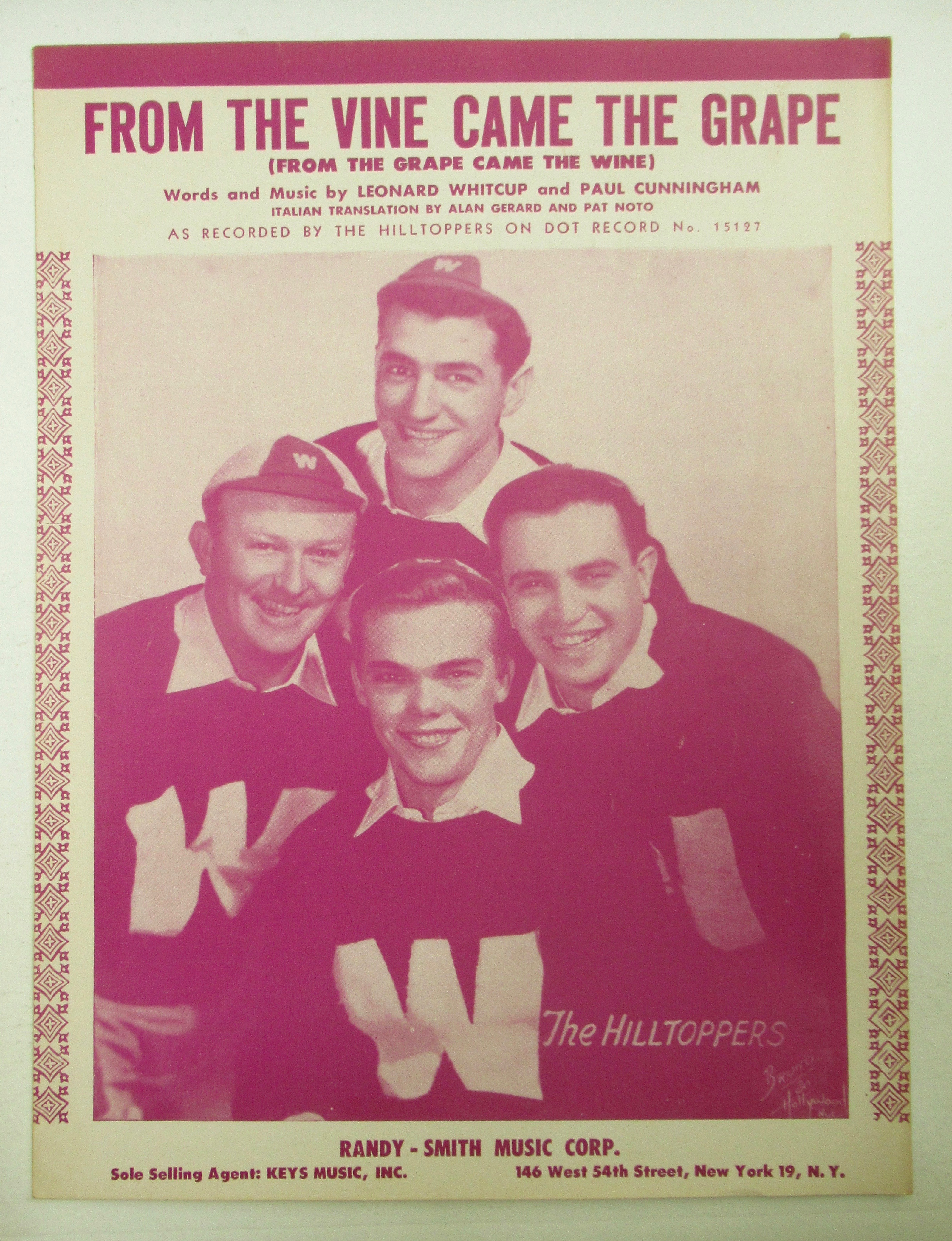 1949 From The Vine Came The Grape Sheet Music