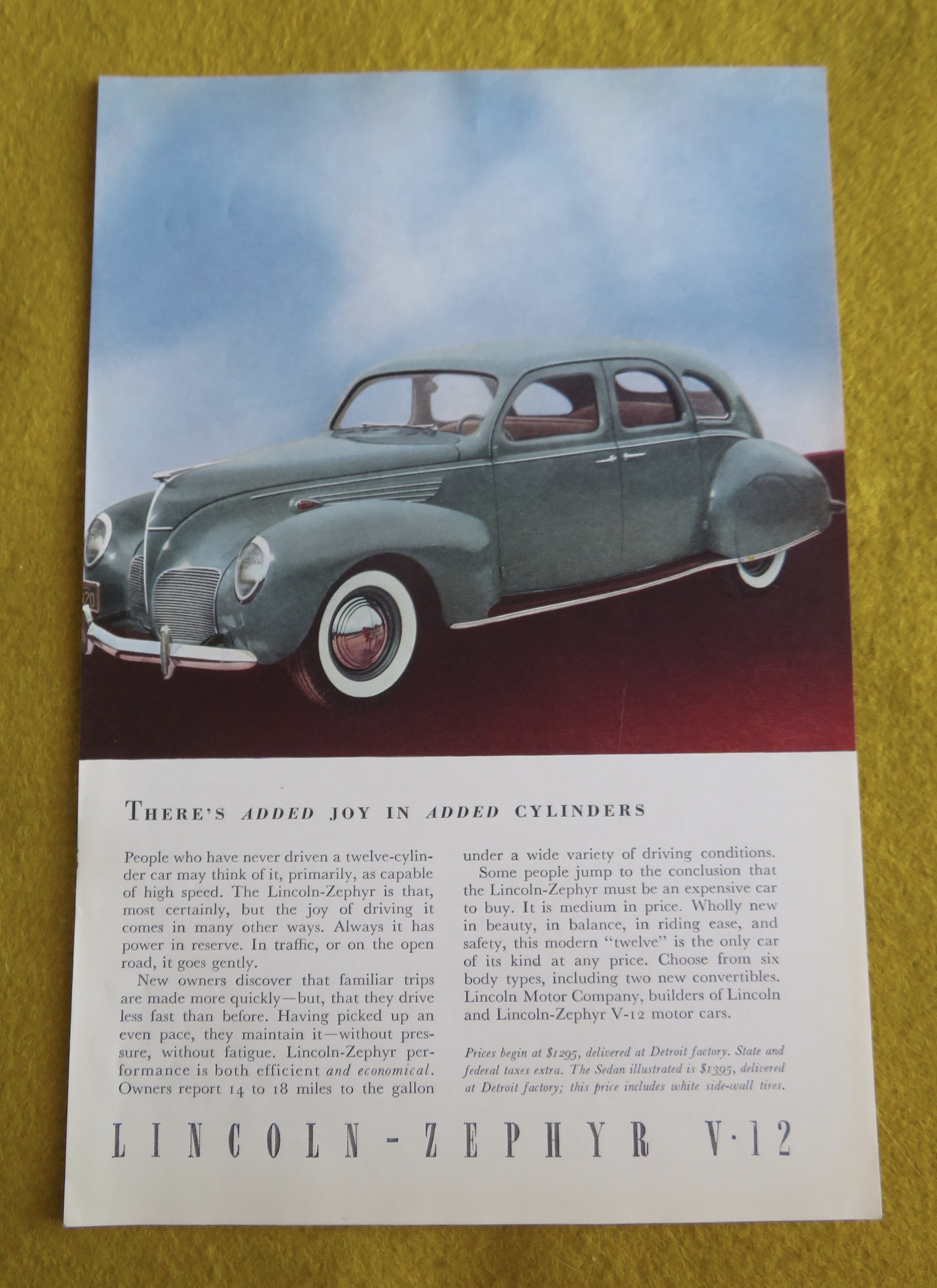1938 Lincoln Zephyr V-12 with Green Zephyr