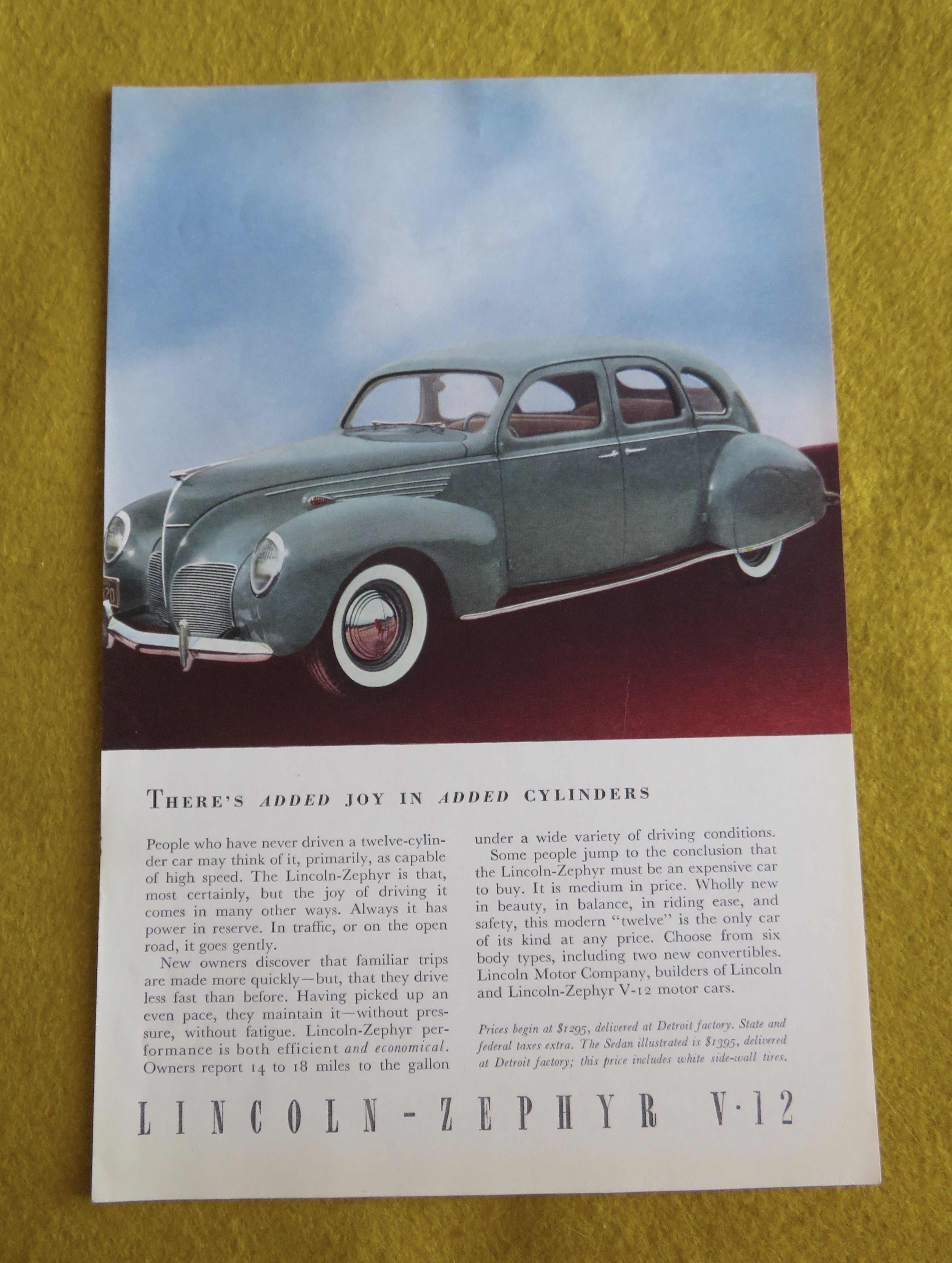 1938 Lincoln Zephyr V-12 with Green Zephyr