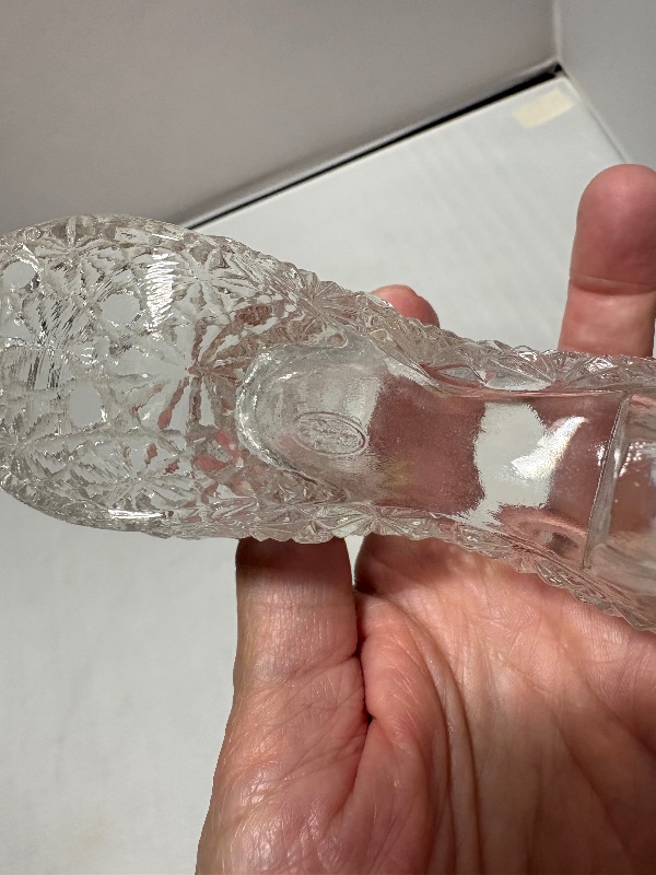 Fenton Art Glass Slipper Shoe Figurine Cat Head Daisy Button with original Label
