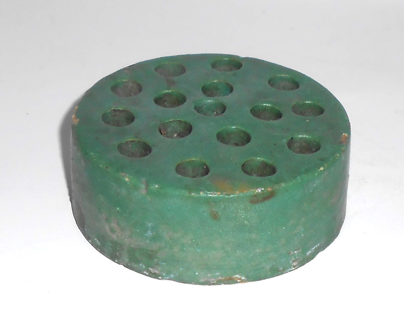 Bauer Pottery Early Matte Green on Red Clay Flower Frog