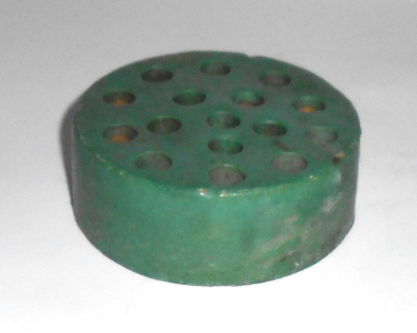 Bauer Pottery Early Matte Green on Red Clay Flower Frog