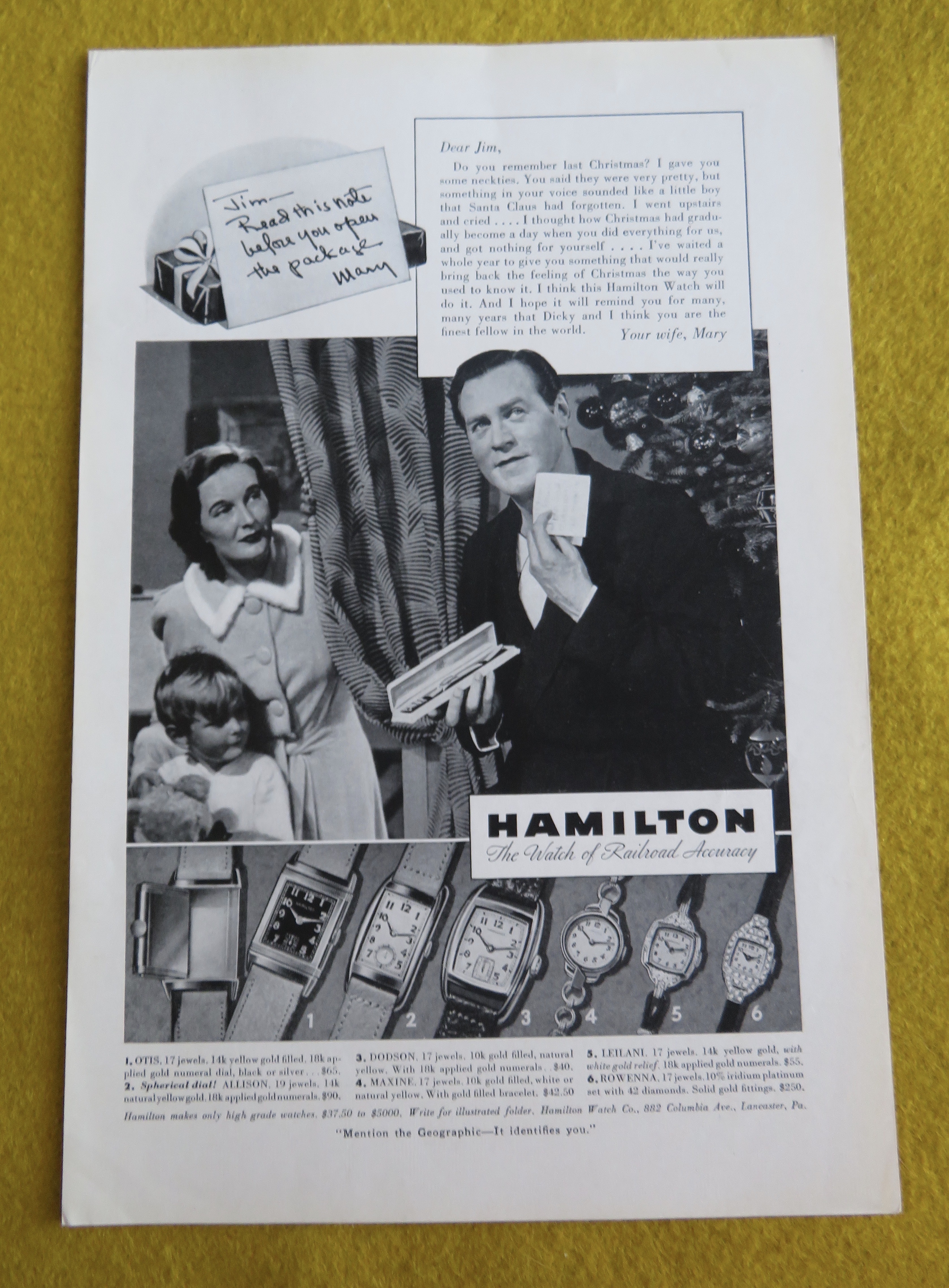 1938 Hamilton Watches with Man Opening Watch