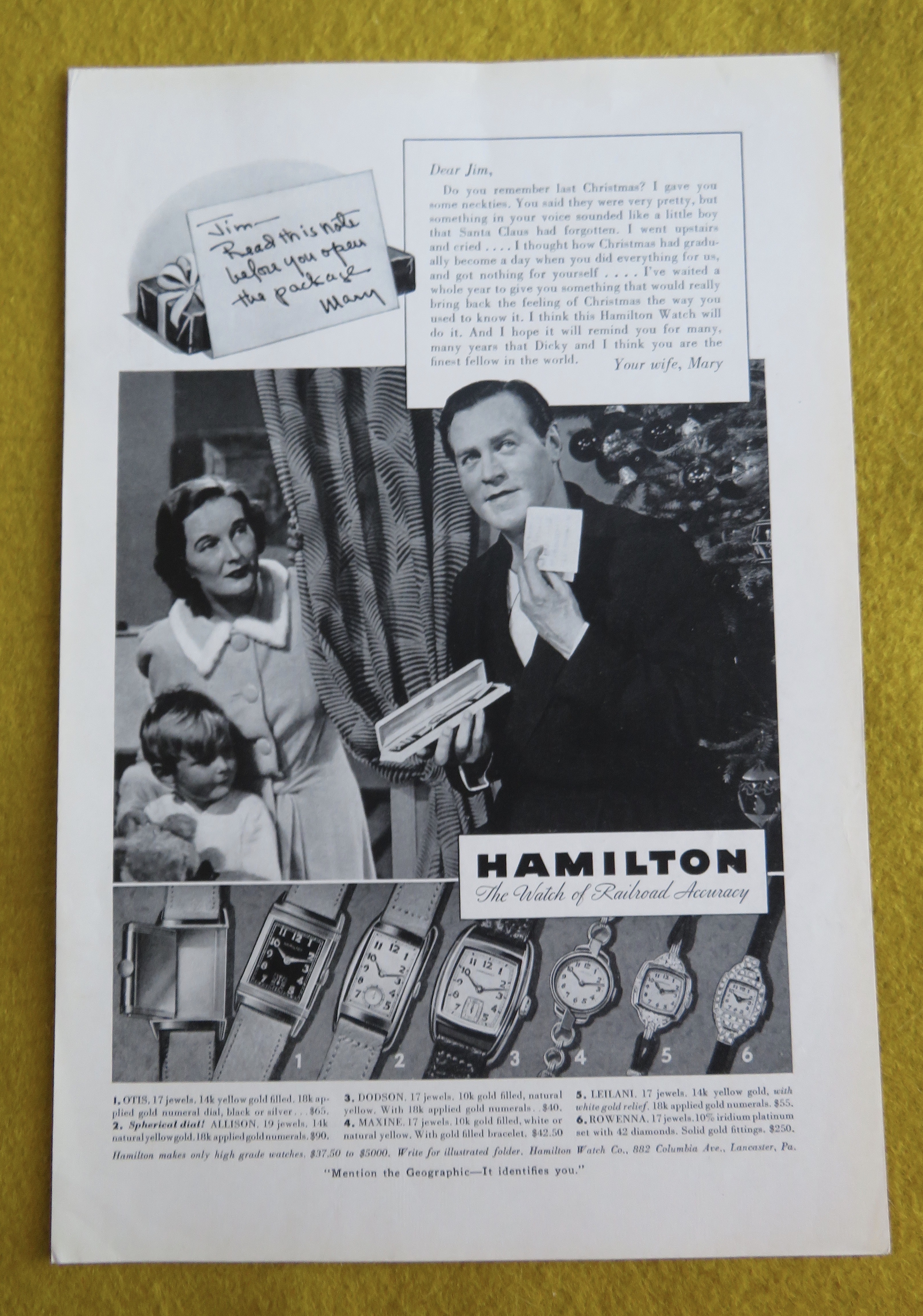 1938 Hamilton Watches with Man Opening Watch