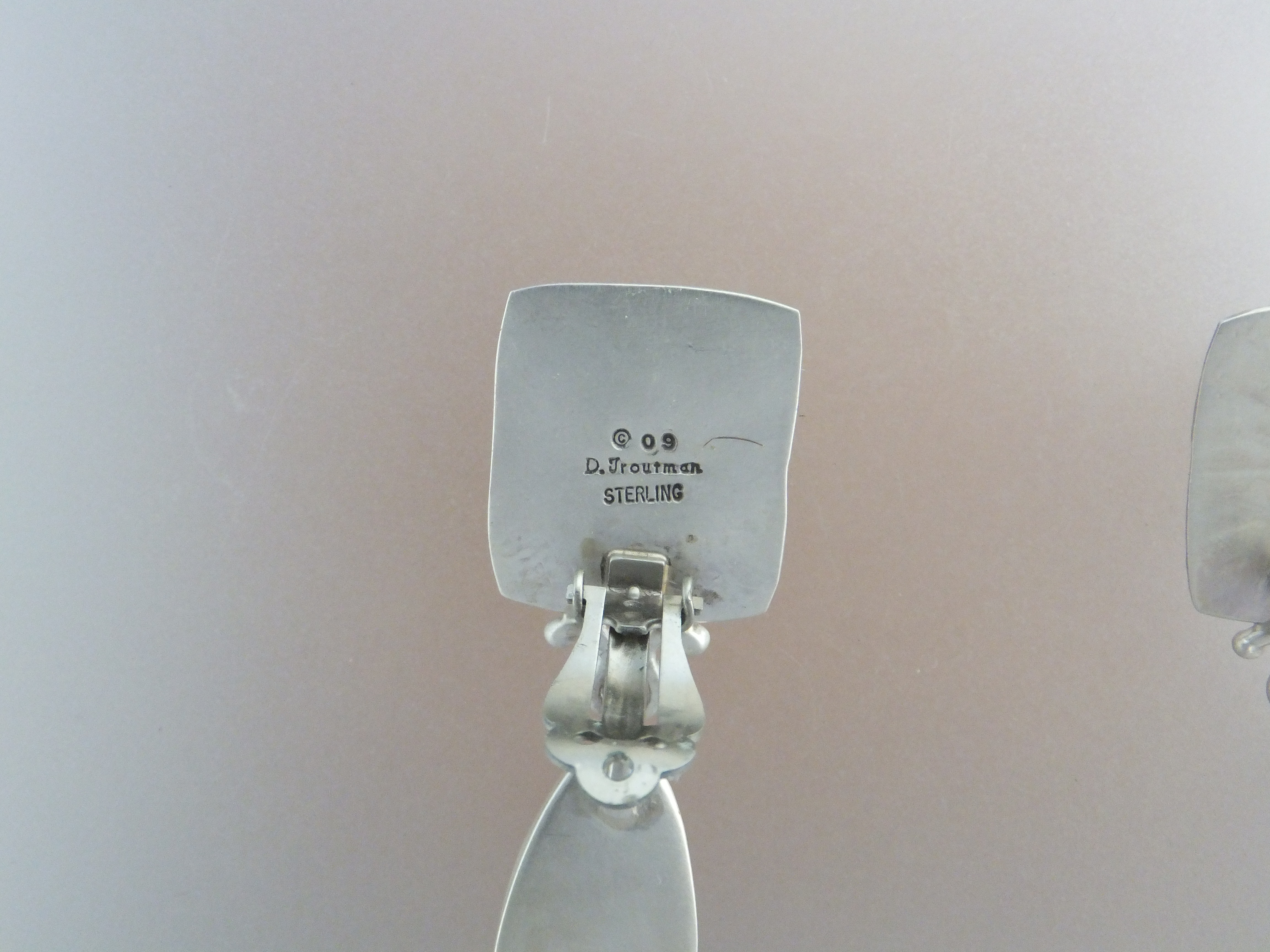 David Troutman Apple Coral Amber Sterling Silver Earrin