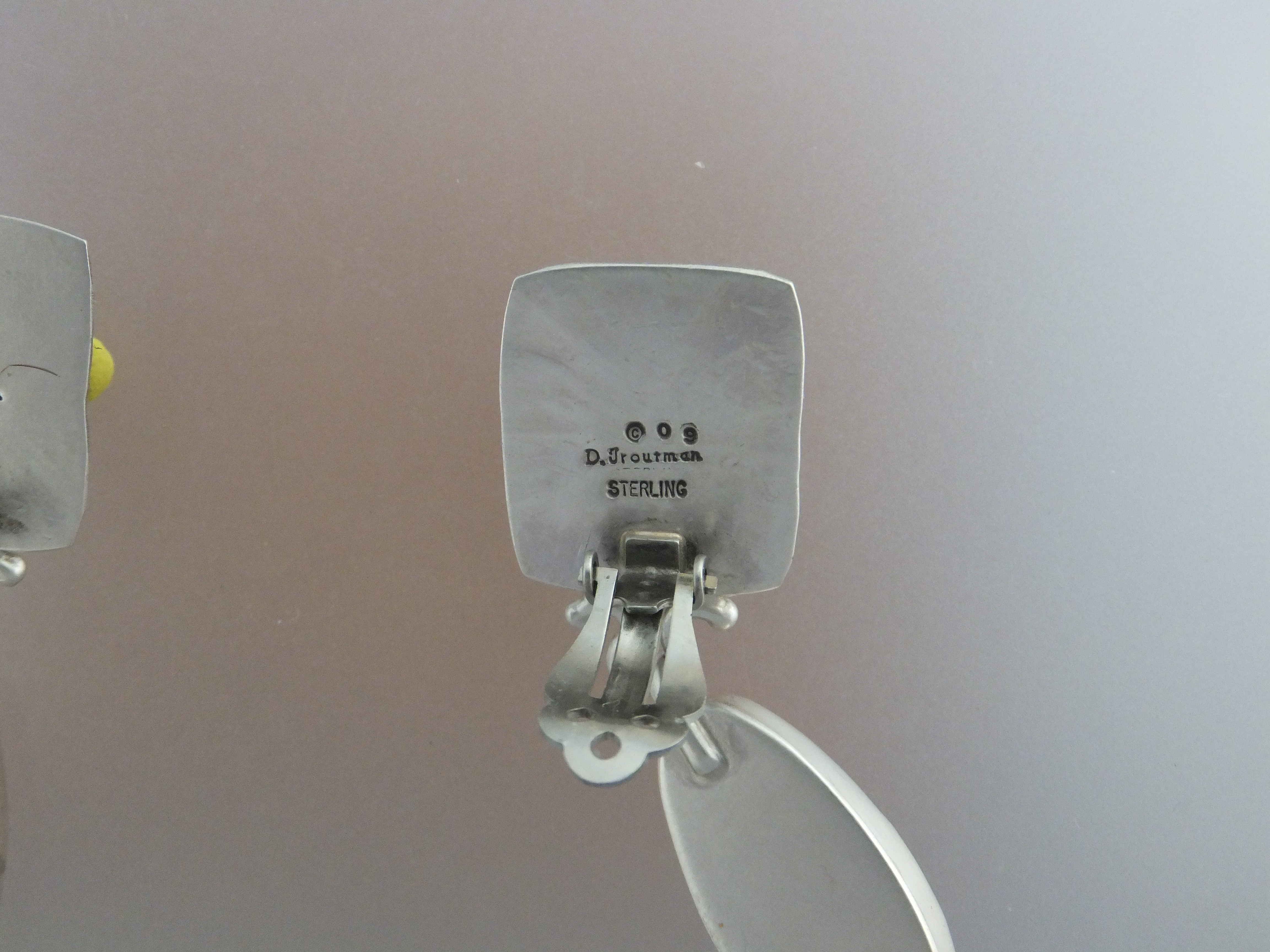 David Troutman Apple Coral Amber Sterling Silver Earrin