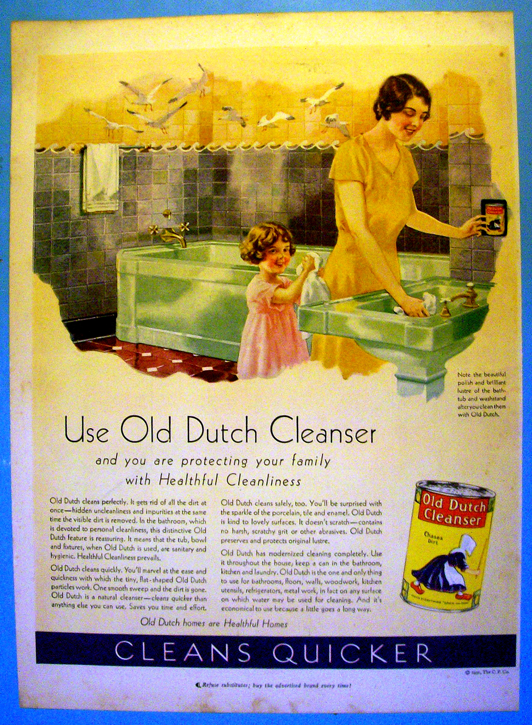 1931 Old Dutch Cleaner with Woman & Little Girl
