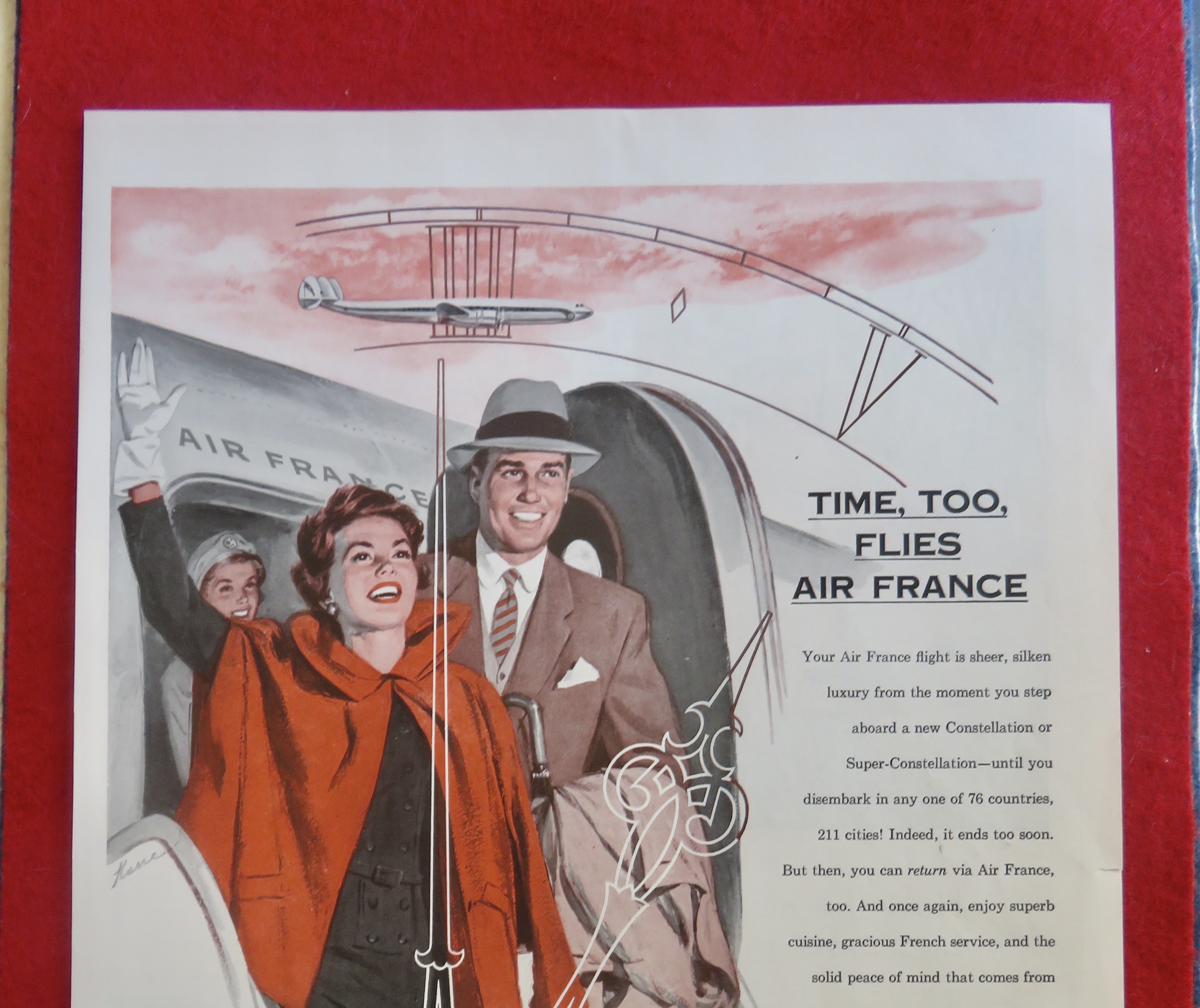 1950's Air France with Man & Woman Getting On Plane
