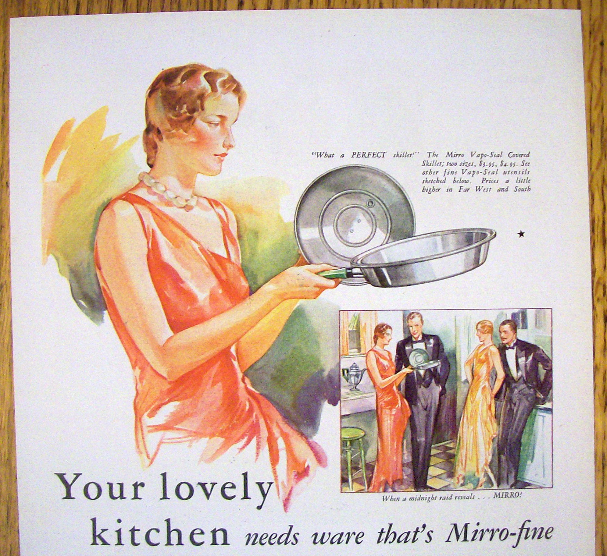1930 Mirro Aluminum with Vapo Sealed Covered Skillet