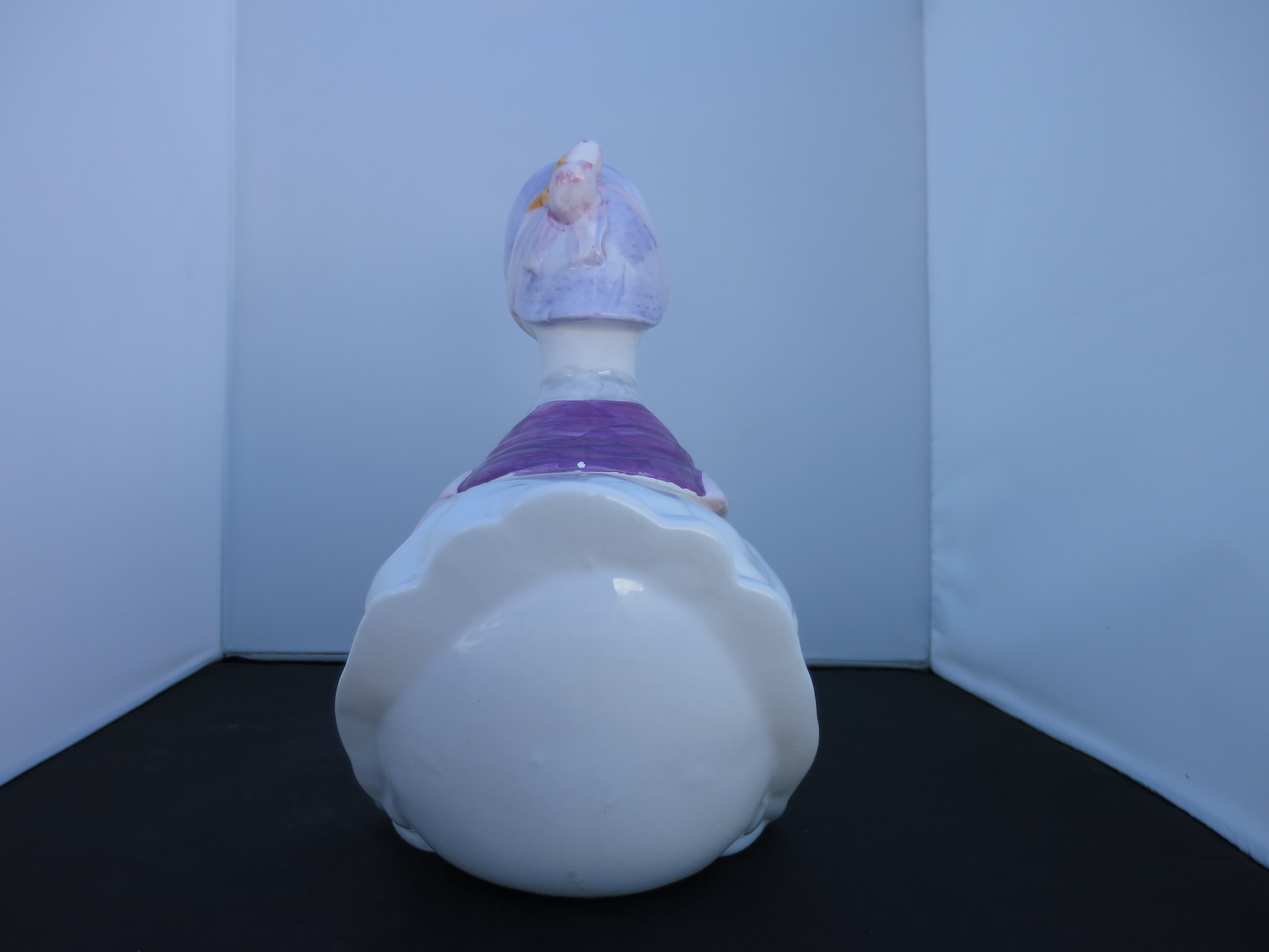 Duck Cookie Jar Purple hat and flowers China late 1970s