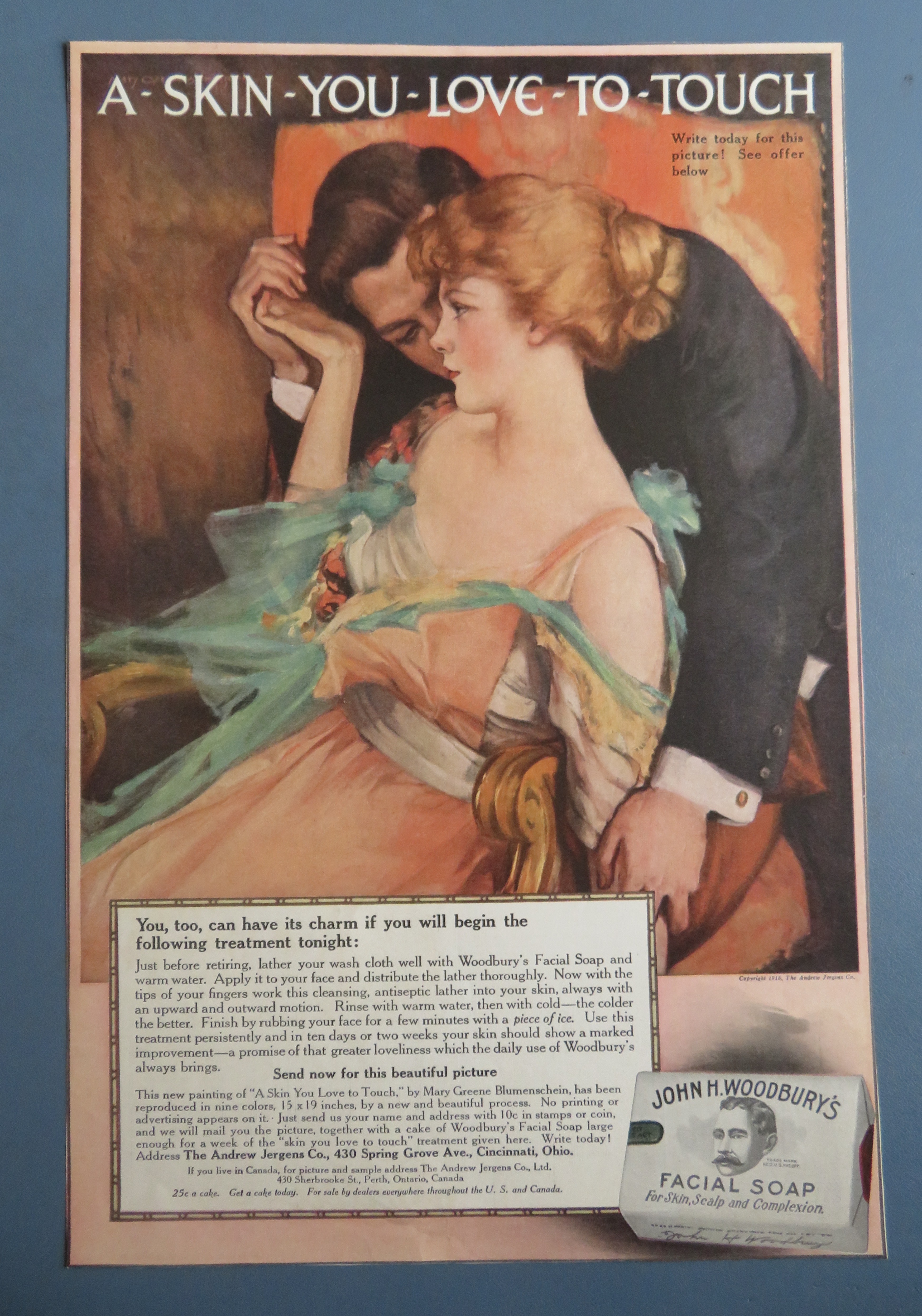 1916 John H Woodbury's Facial Soap with Man & Woman