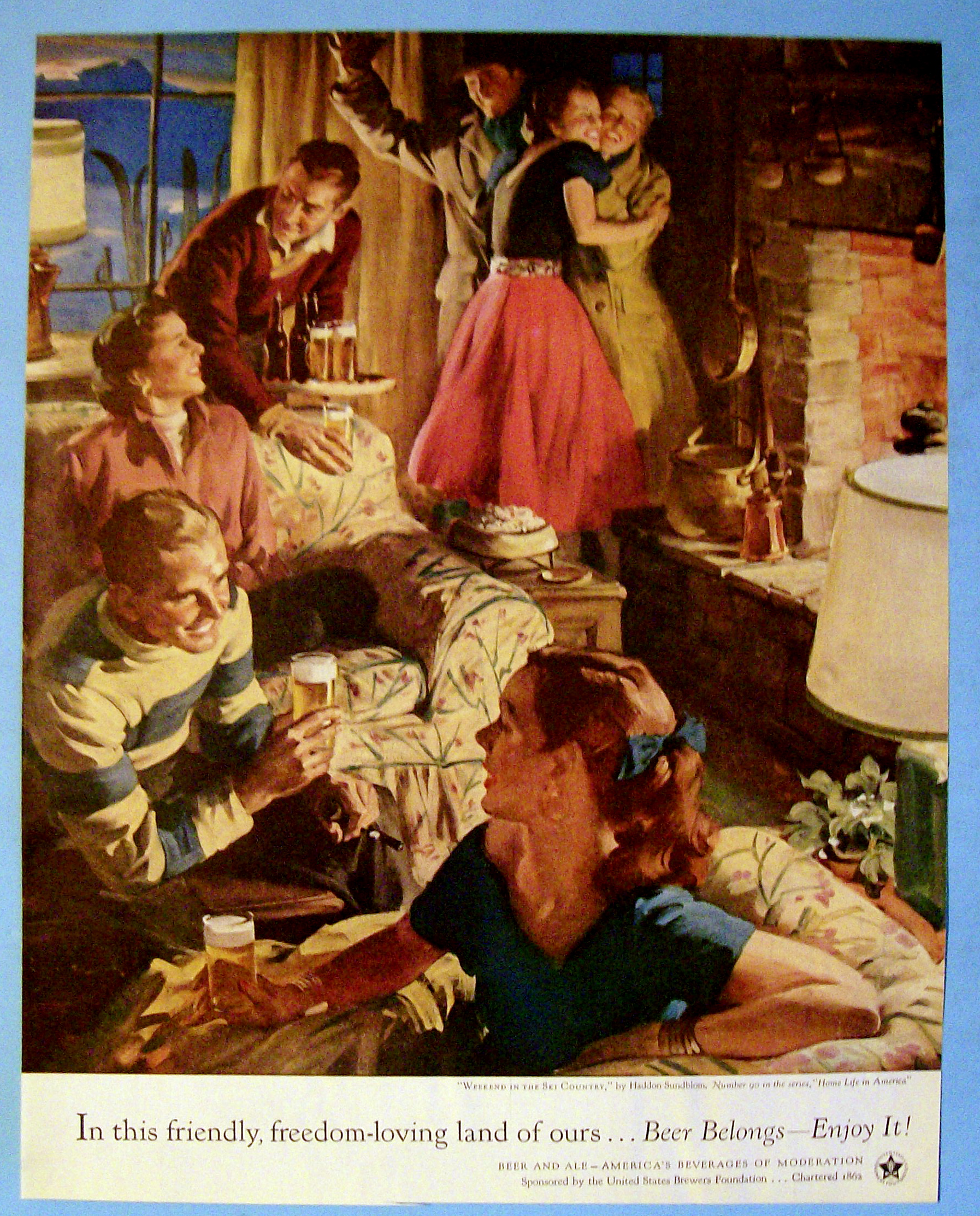 1954 Weekend In Ski Country By Haddon Sundblom