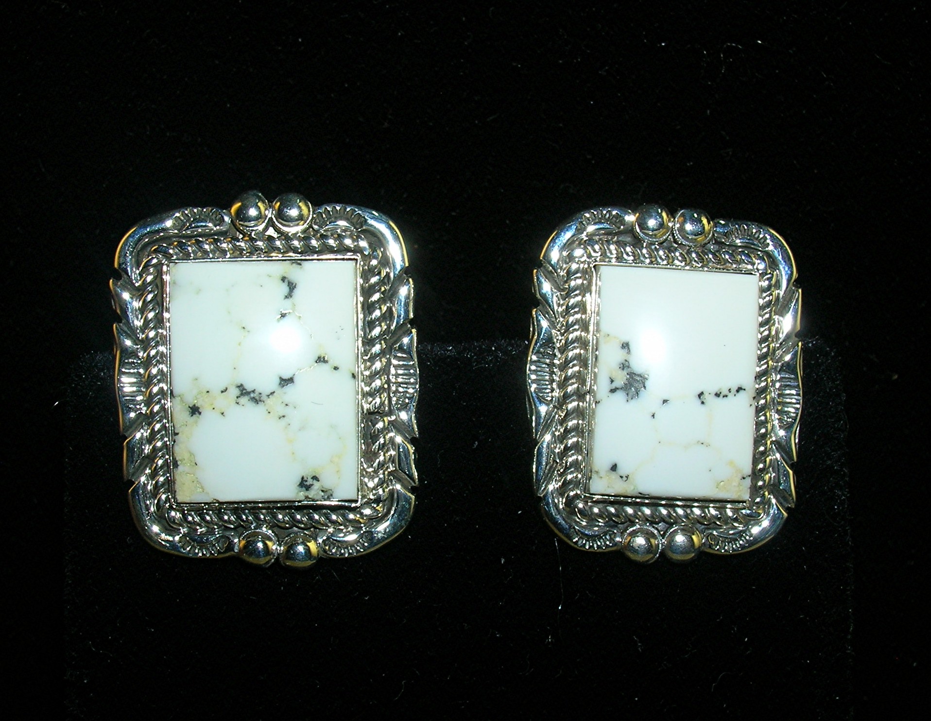 Nelson Eustace Sterling Silver White Buffalo Clip Earri