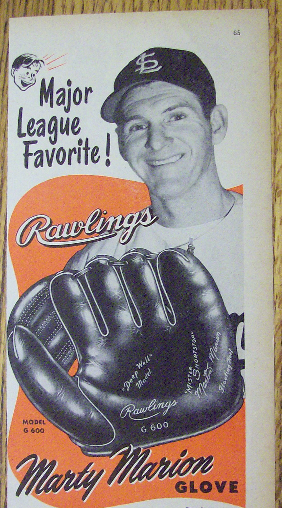 1953 Rawlings Marty Marion Baseball Glove with Marty