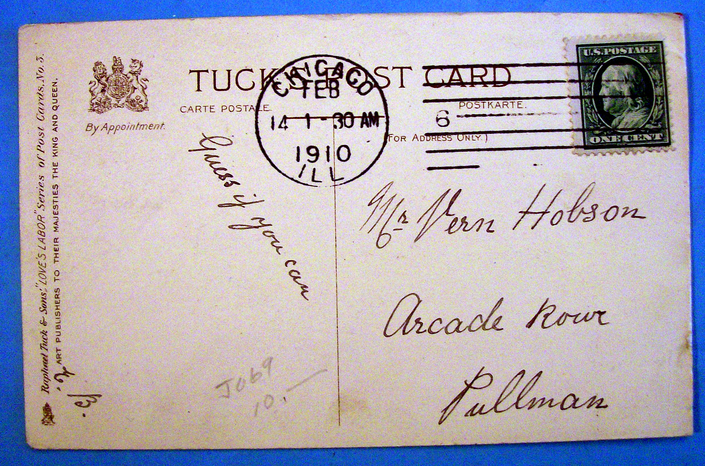 Valentine's Greeting Postcard By Tuck with Girl Drawing