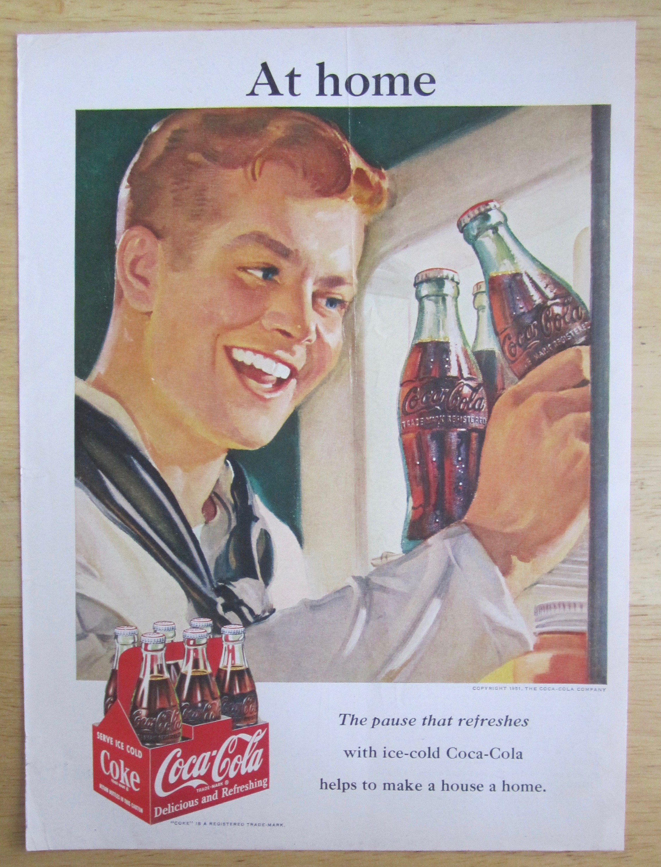 1951 Coca Cola (Coke) with Sailor Grabbing a Bottle