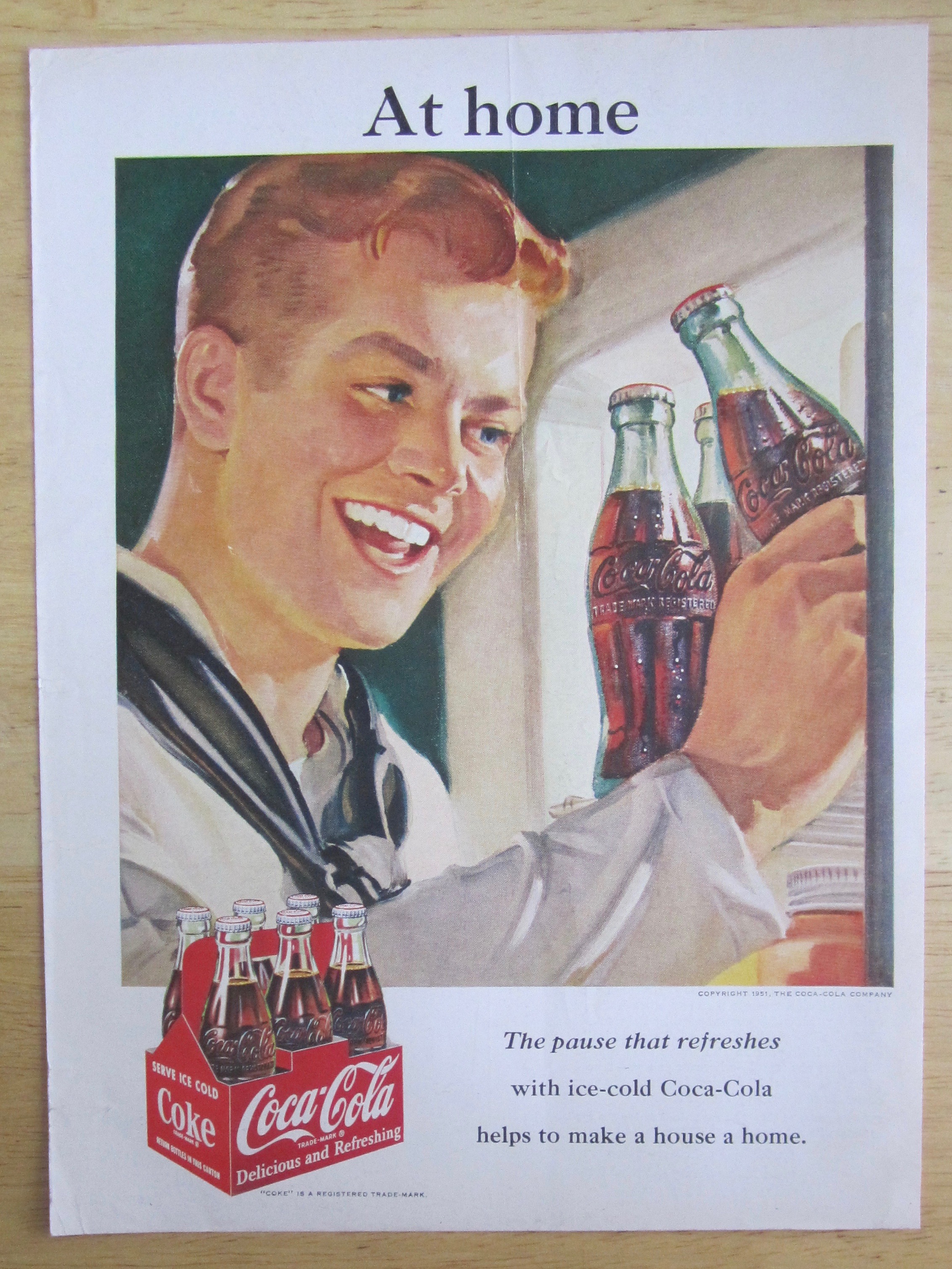 1951 Coca Cola (Coke) with Sailor Grabbing a Bottle