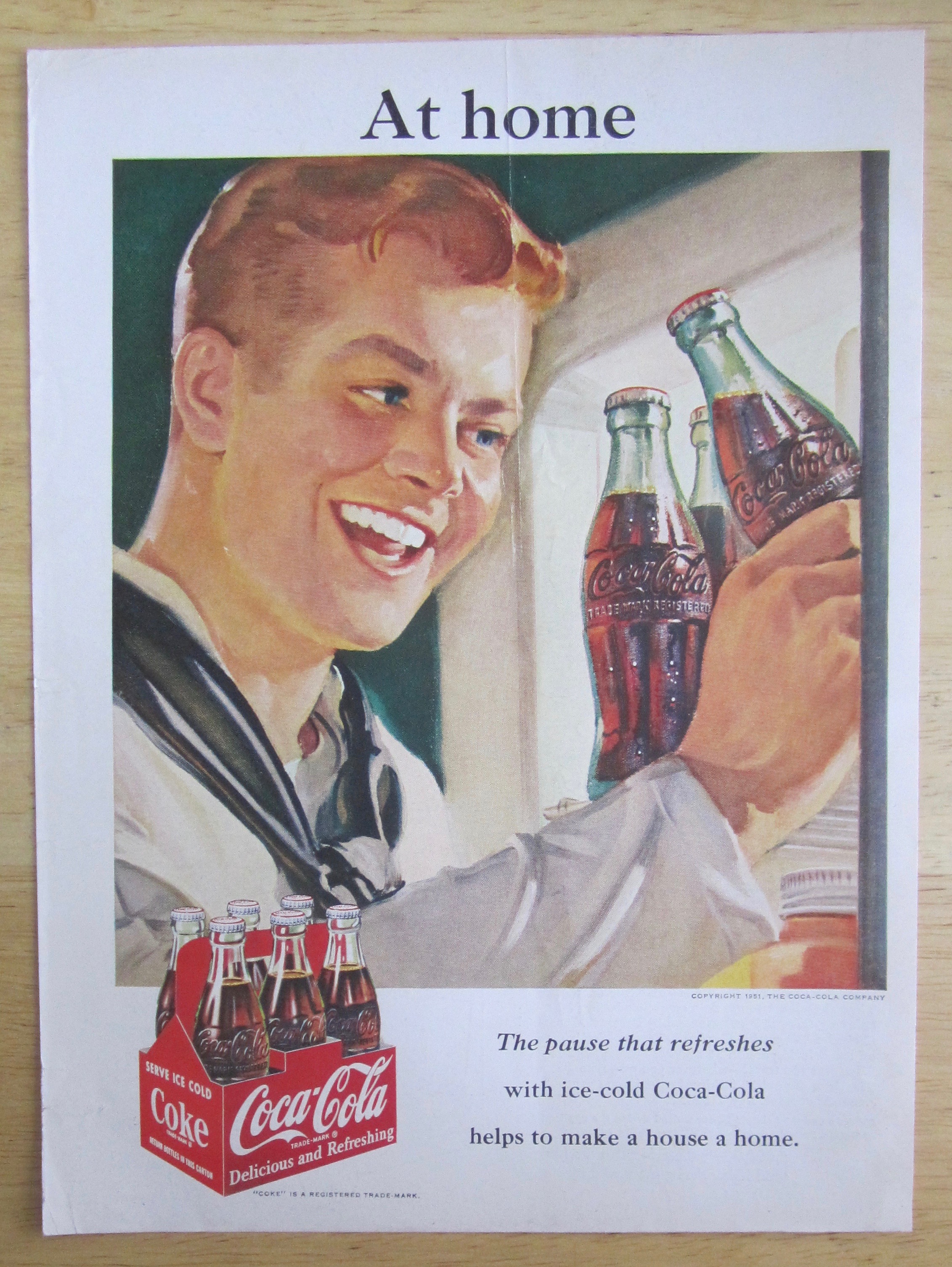 1951 Coca Cola (Coke) with Sailor Grabbing a Bottle