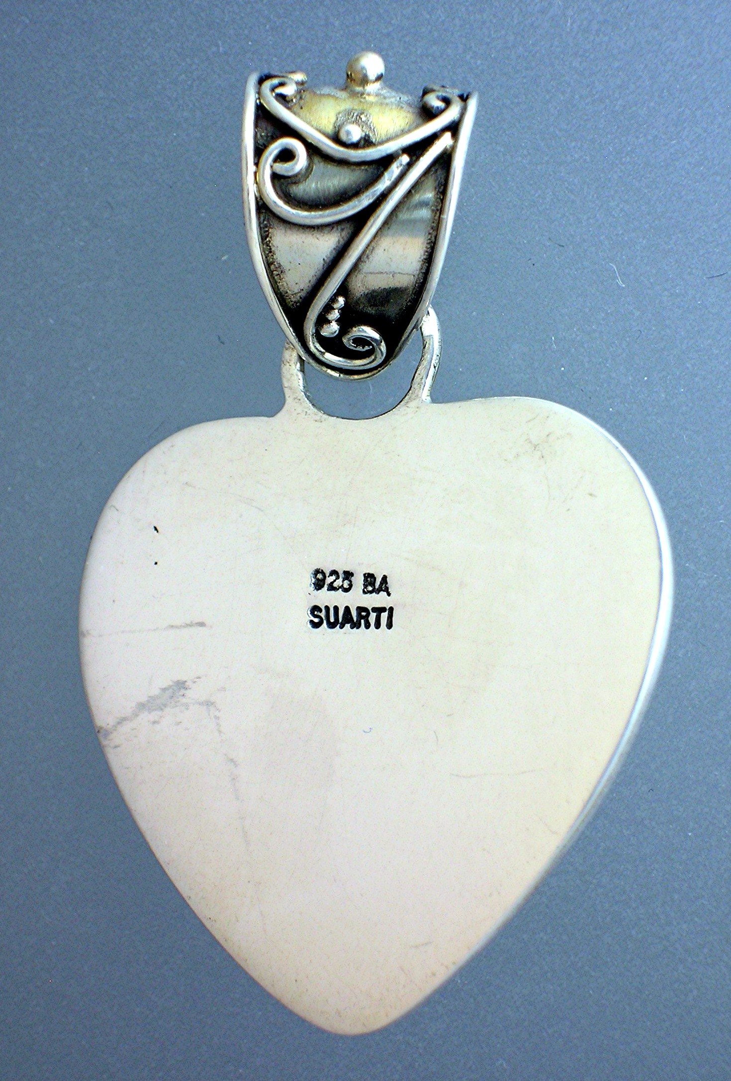 Amethyst Sterling Silver Heart pendant Signed SUARTI