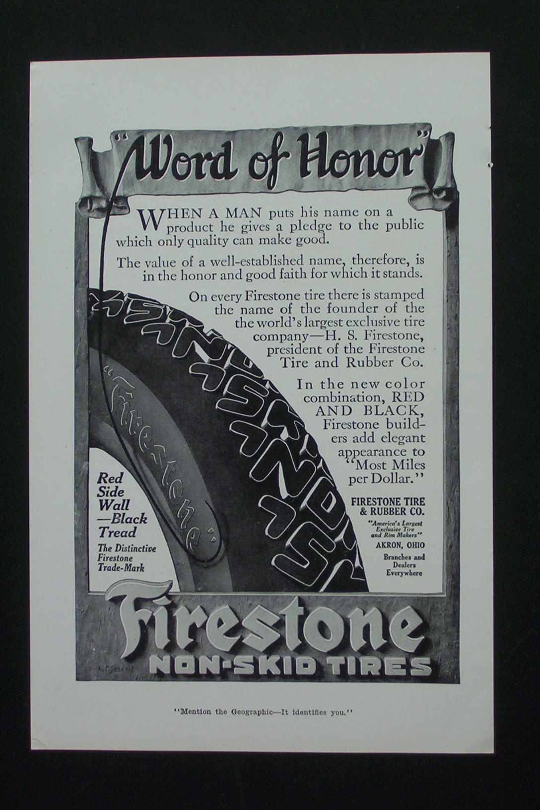 1916 Firestone Non-Skid Tires with Tire's Treads