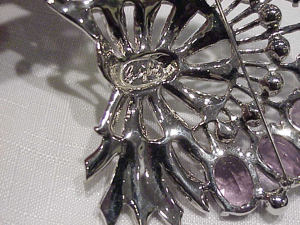 Eisenberg Ice Large Amethyst Rhinestone Recast Brooch