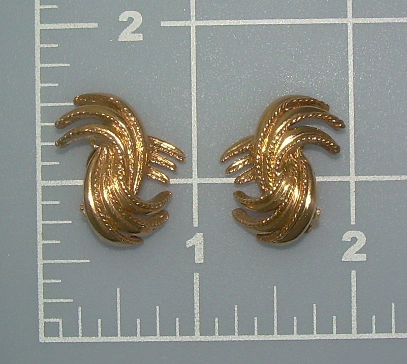 Scrolled Clip Earrings Heavy Goldtone