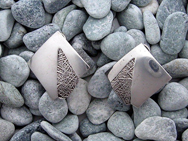 Sterling Silver R Sweetman Signed Clip Earrings
