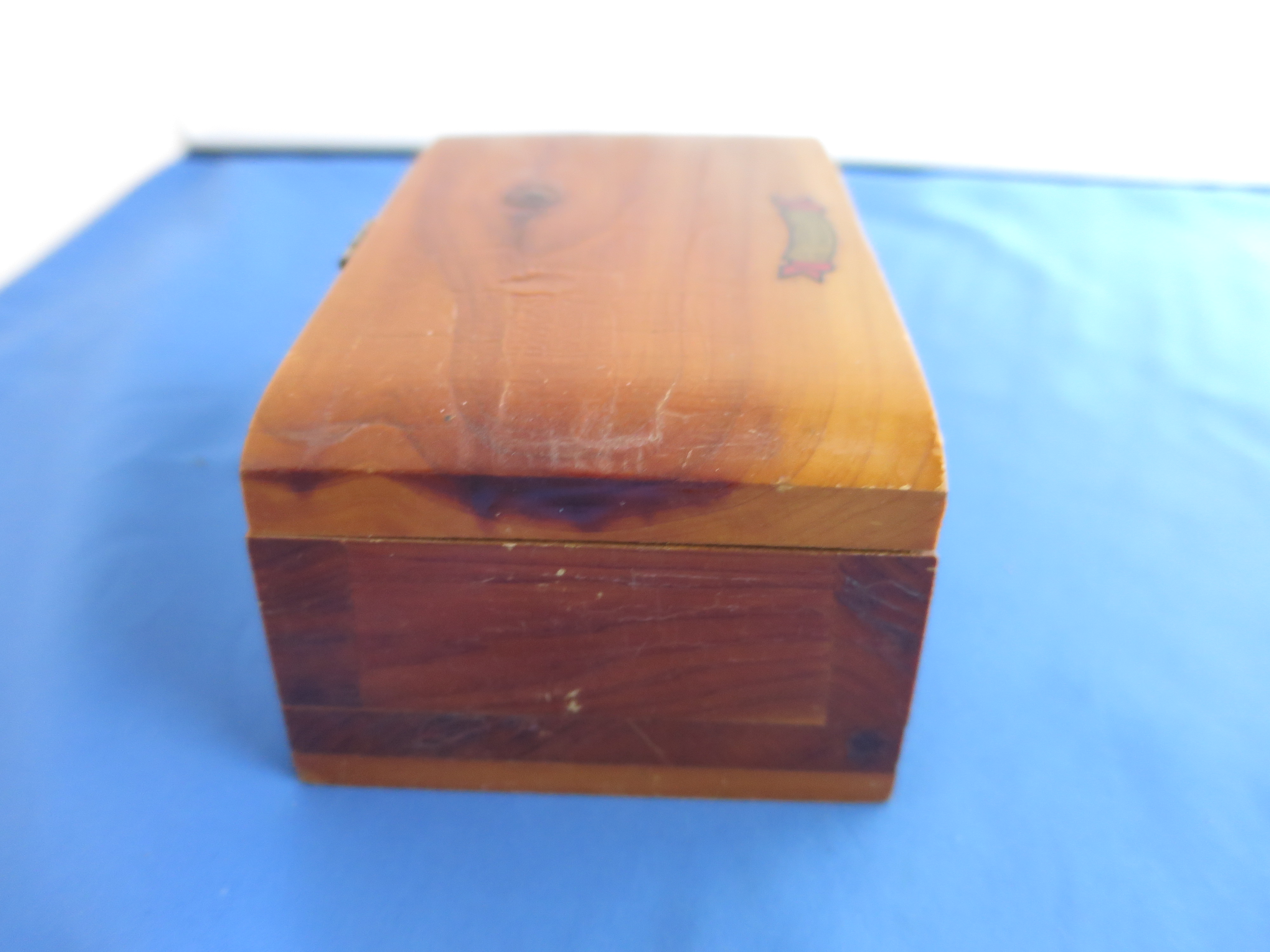Vintage Souvenir of St. Albans VT Cedar Trinket Box