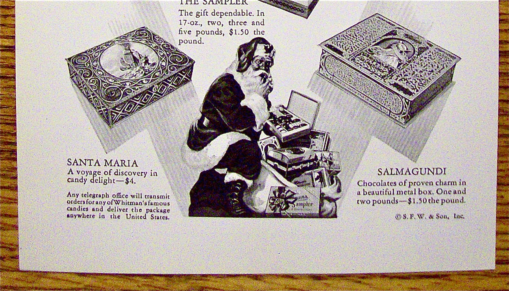 1930 Whitman's Candies with Santa Claus Eating Candy