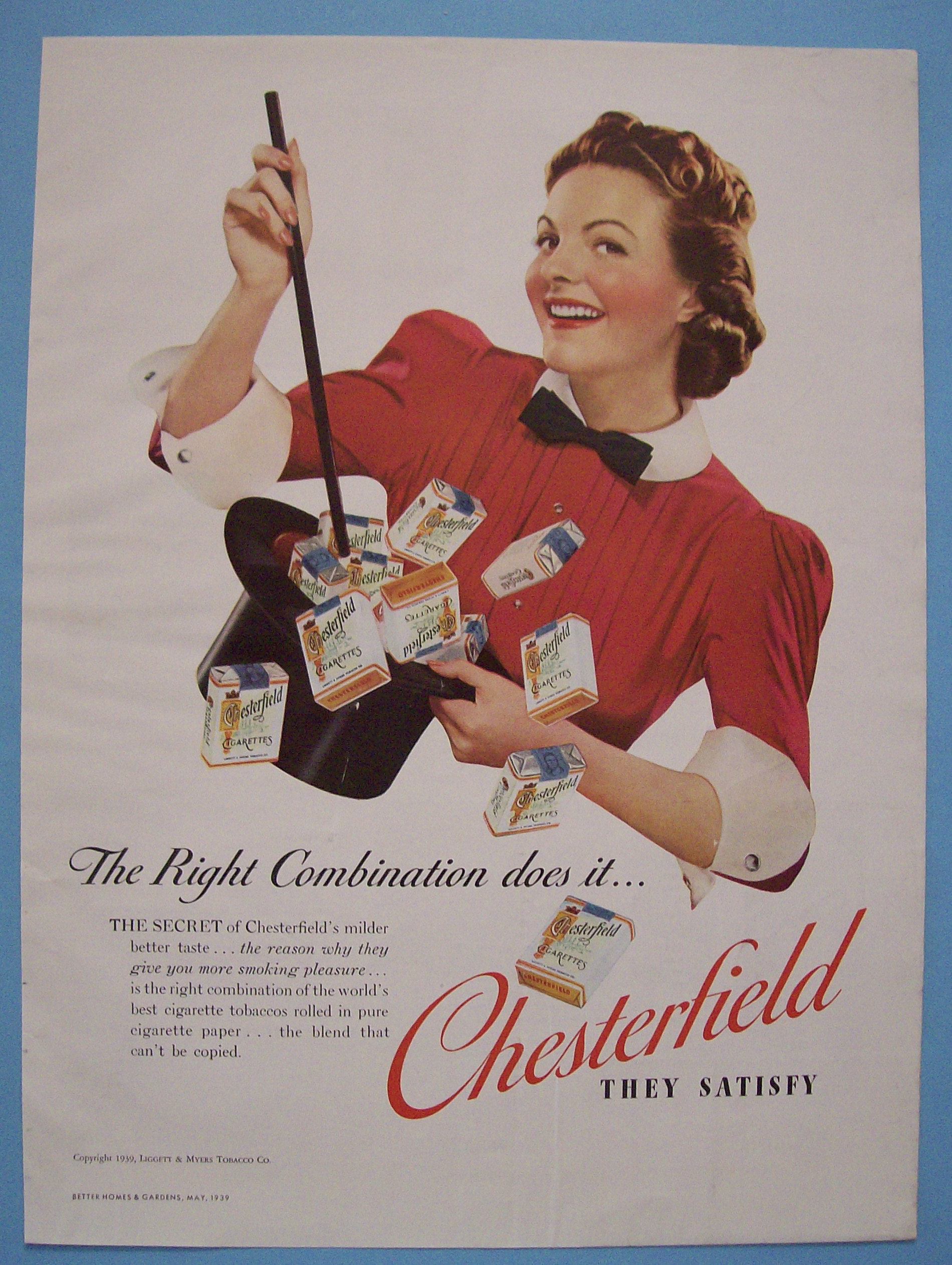 1939 Chesterfield Cigarettes w/Woman Waving a Wand