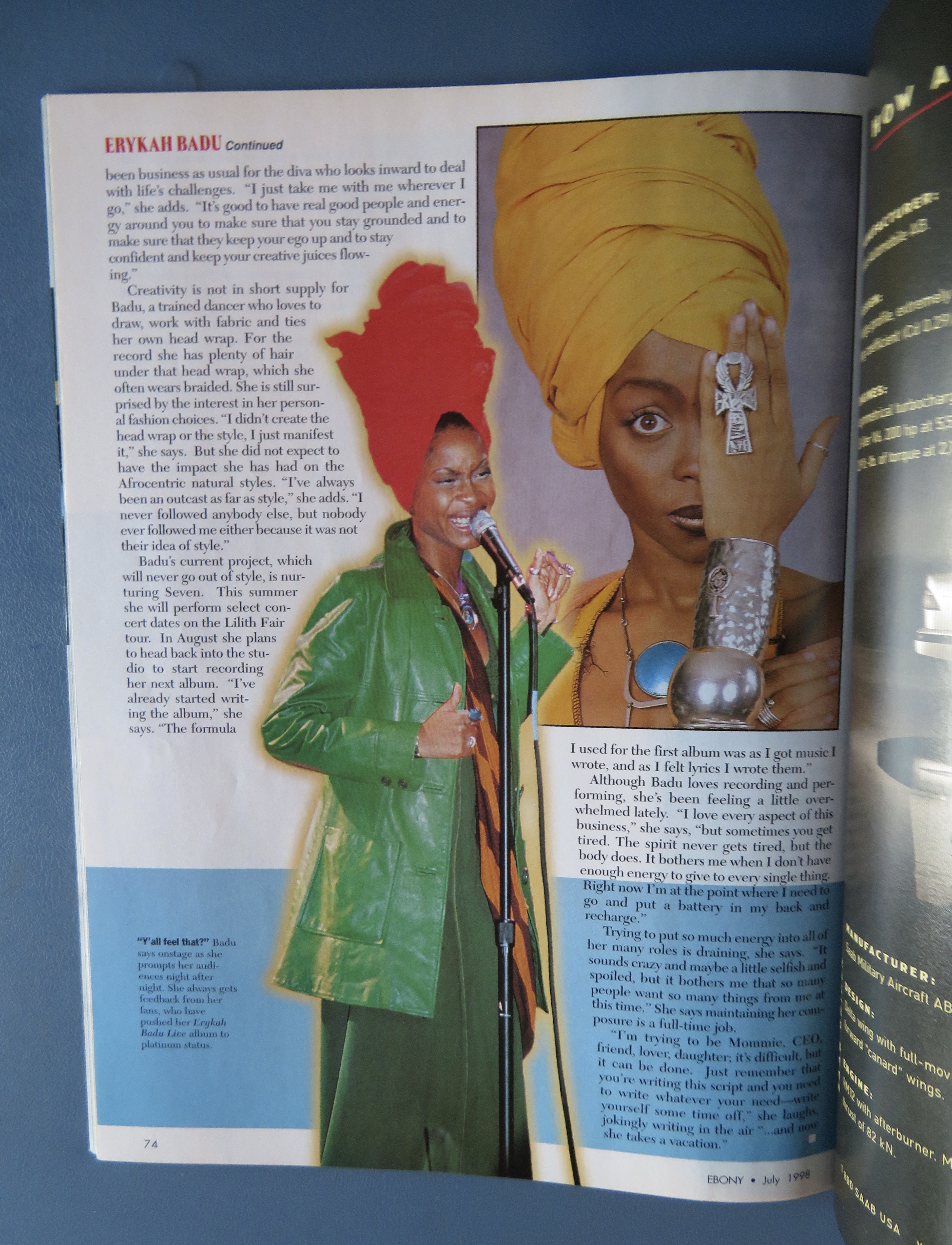 Ebony Magazine July 1998 Erykah Badu