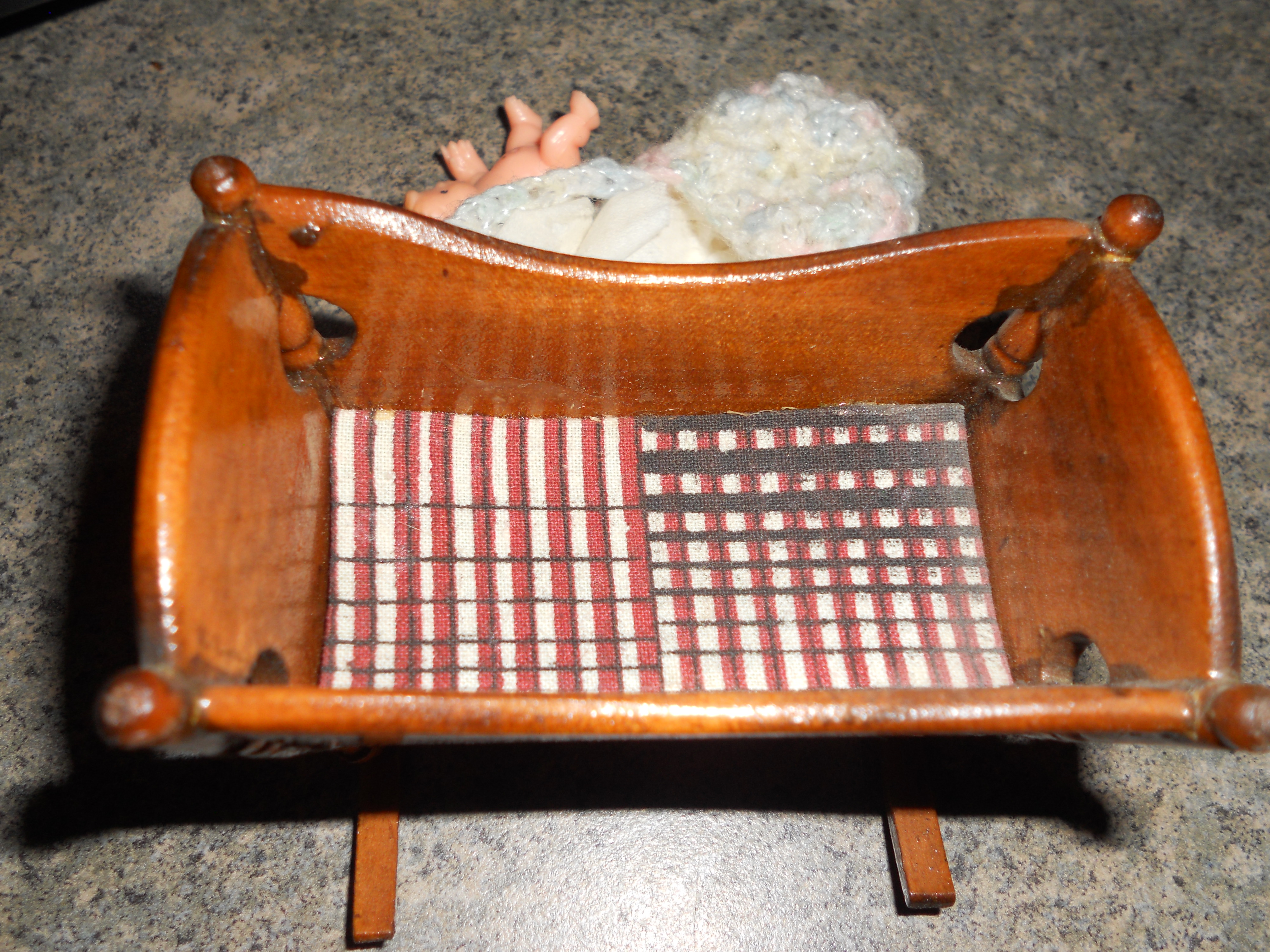 Doll House Rocking Cradle W/Baby