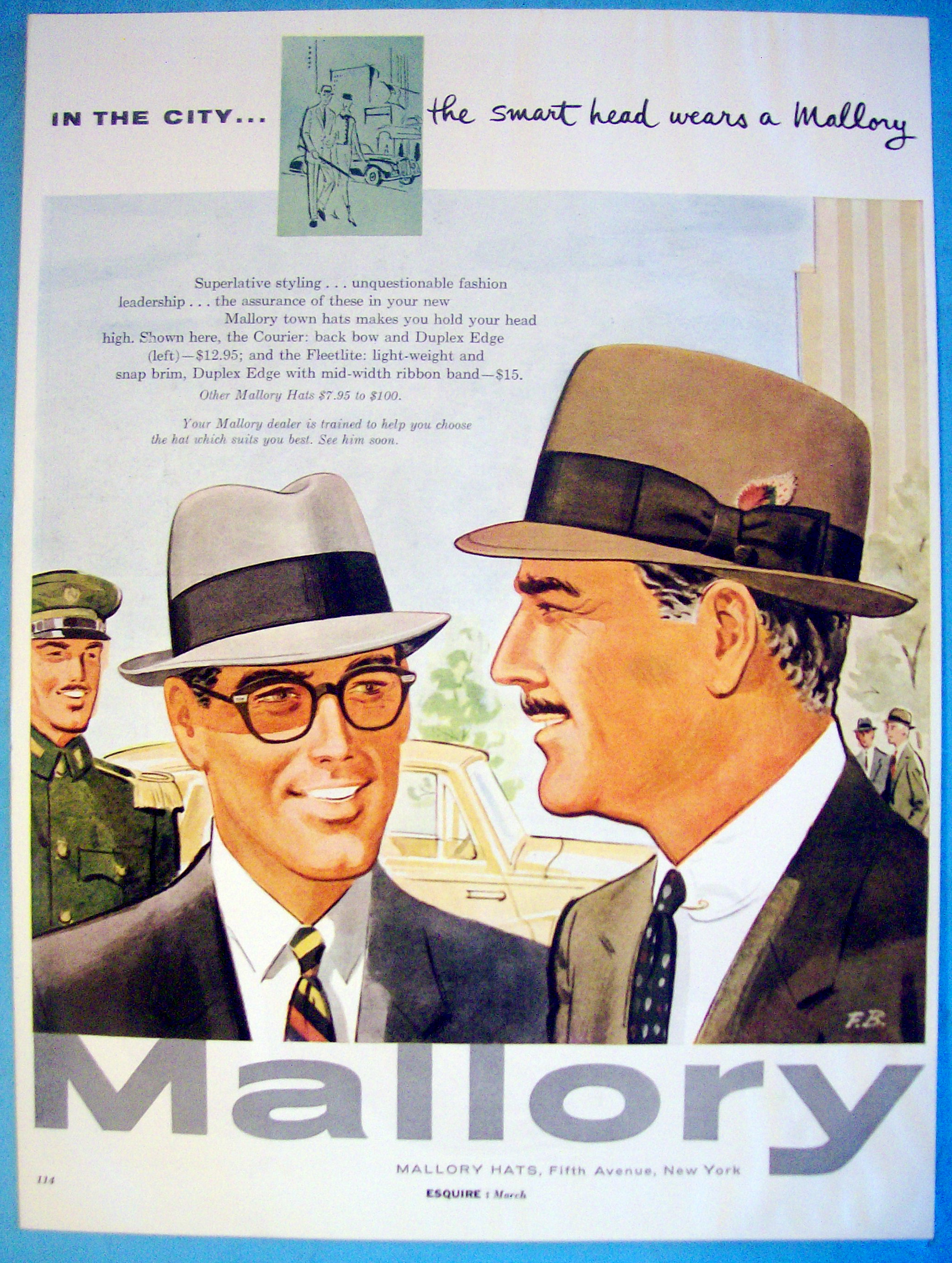 1956 Mallory Hats with Men Wearing Courier & Fleetlite