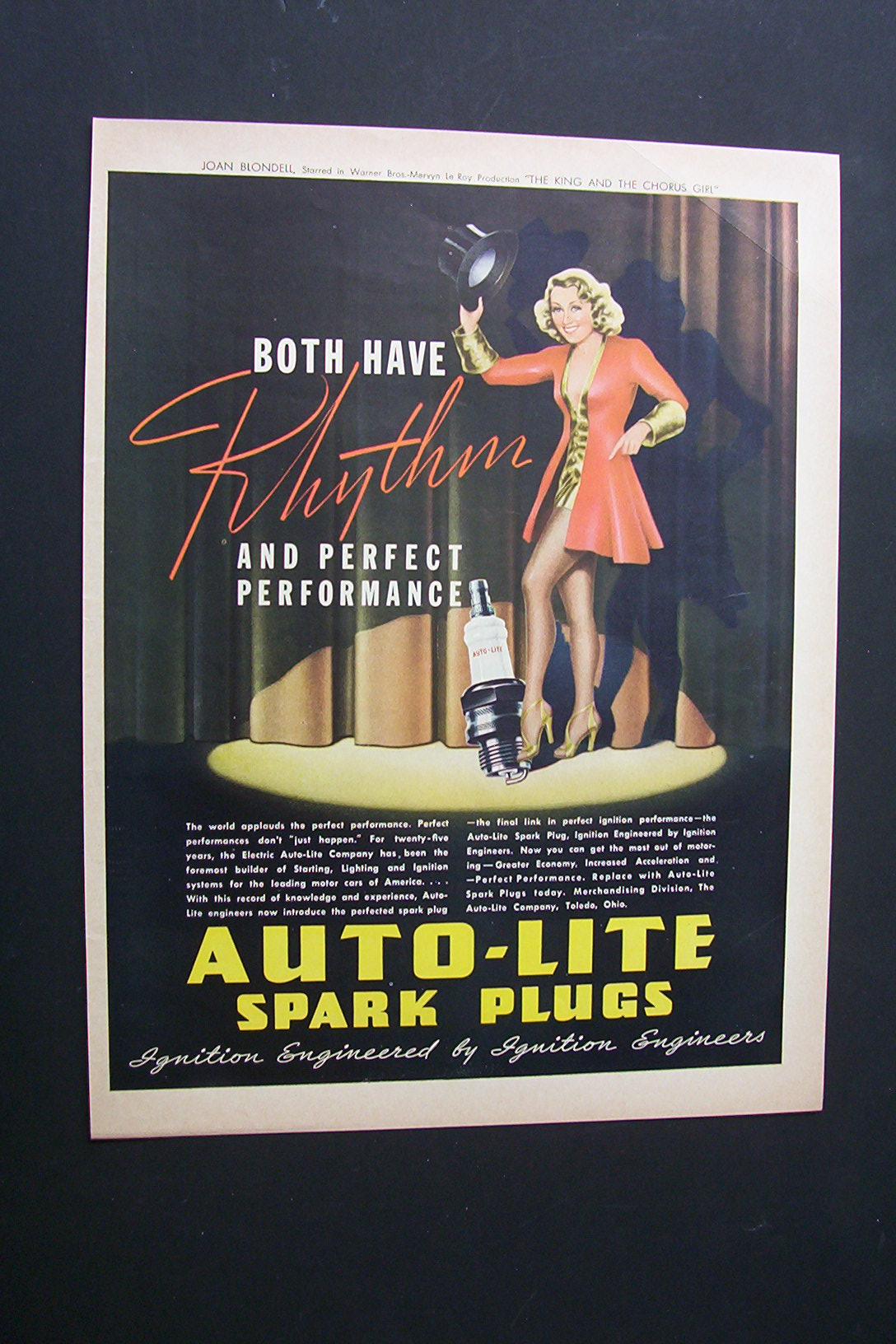 1937 Auto Lite Spark Plugs with Joan Blondell