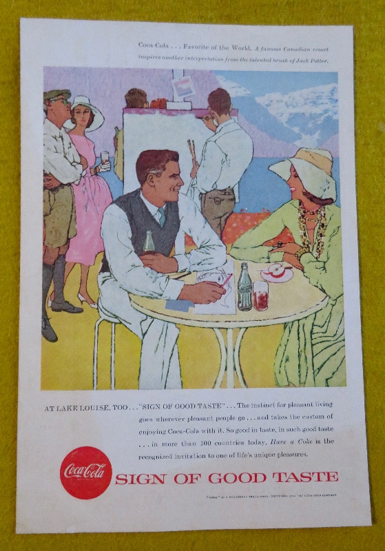 1957 Coca Cola (Coke) with Man & Woman Sitting at a Table & Talking