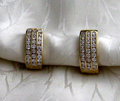 14K Gold Diamond French Back Pierced Earrings