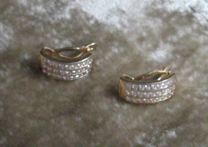 14K Gold Diamond French Back Pierced Earrings