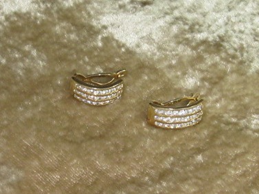 14K Gold Diamond French Back Pierced Earrings