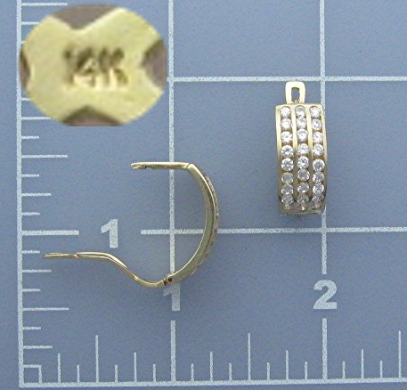 14K Gold Diamond French Back Pierced Earrings