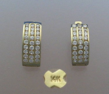 14K Gold Diamond French Back Pierced Earrings