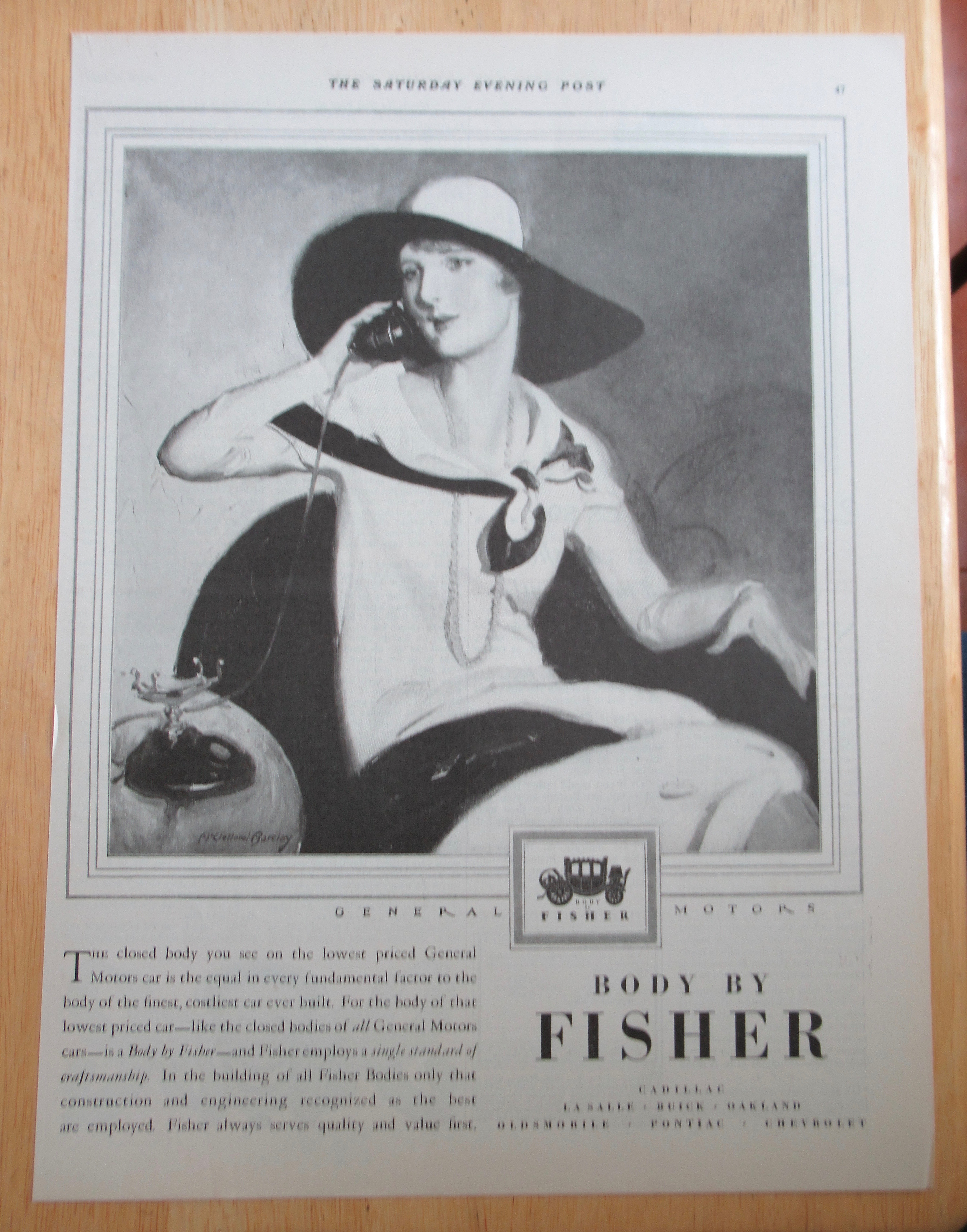 1928 Body By Fisher with Woman Talking on the Telephone