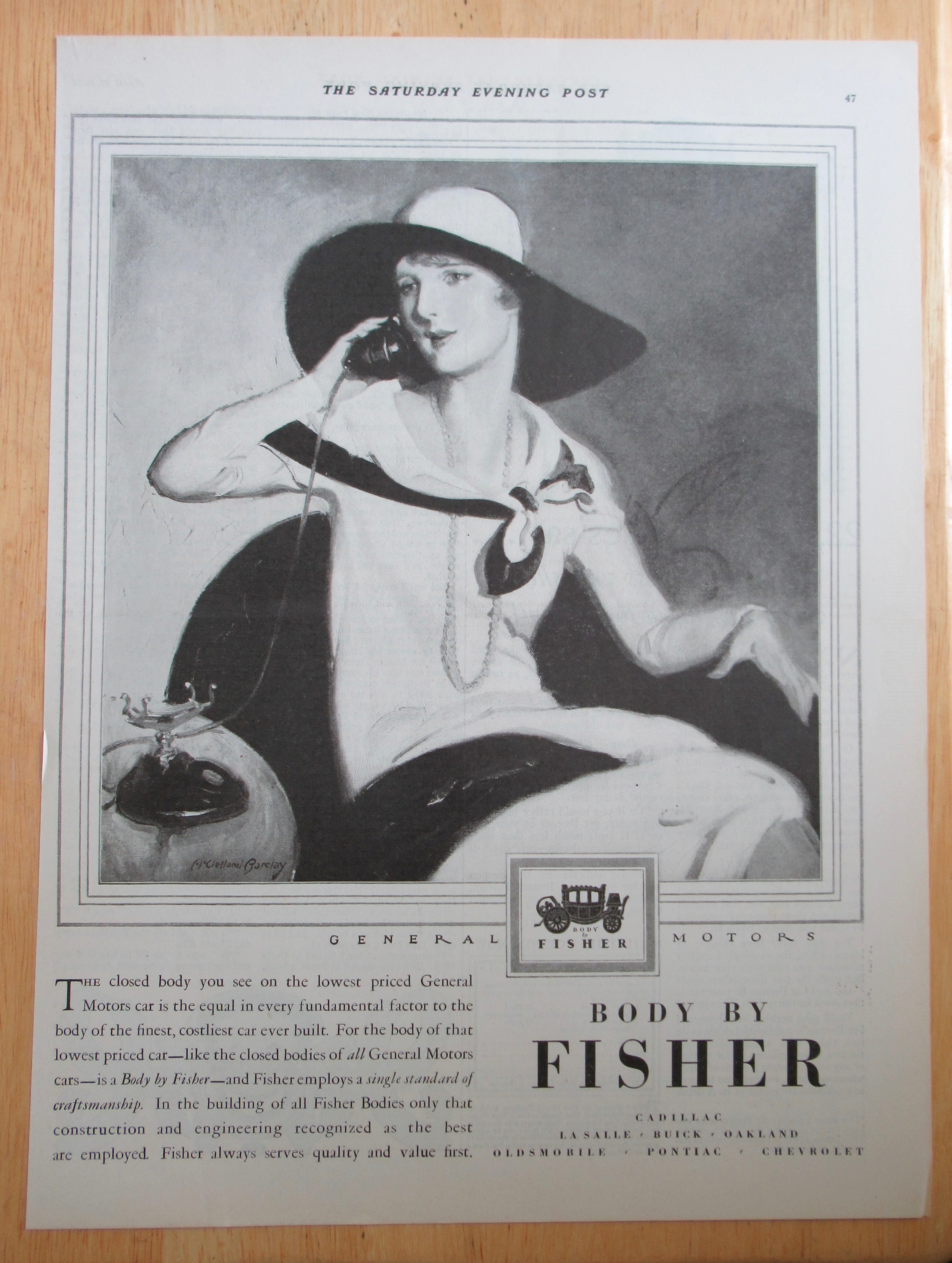 1928 Body By Fisher with Woman Talking on the Telephone