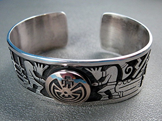 Navajo 14K Gold Sterling Silver Francis Leekya Cuff