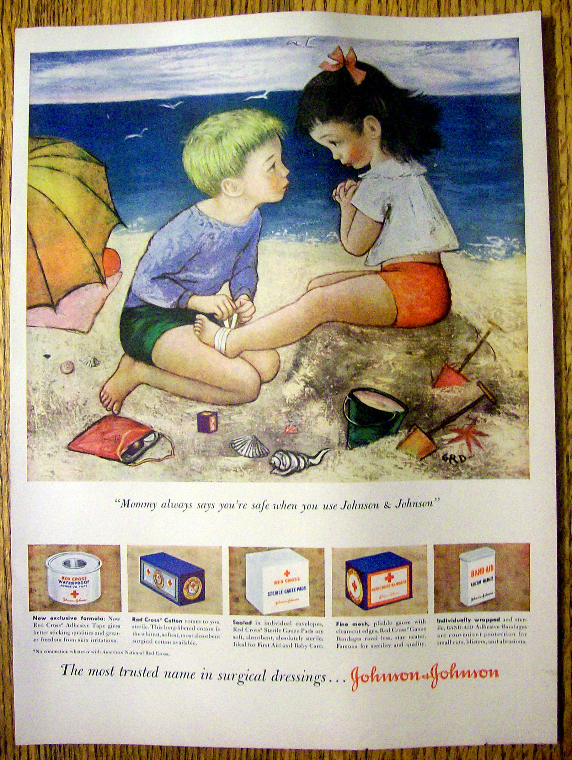 1949 Johnson & Johnson Surgical Dressings w/Boy & Girl
