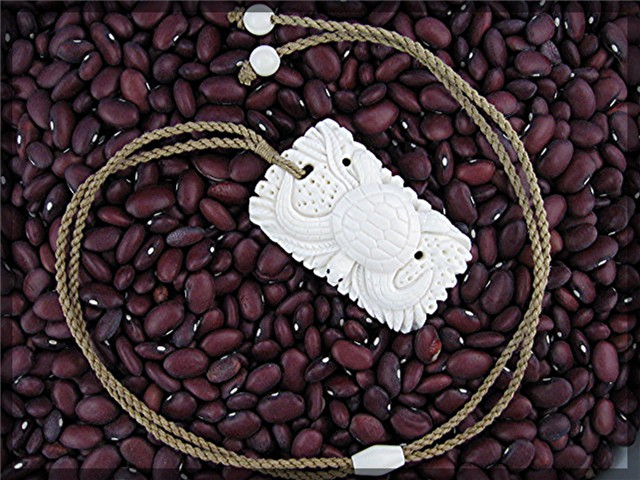 Bone Ivory Sea Turtle Hawaii Cord Necklace